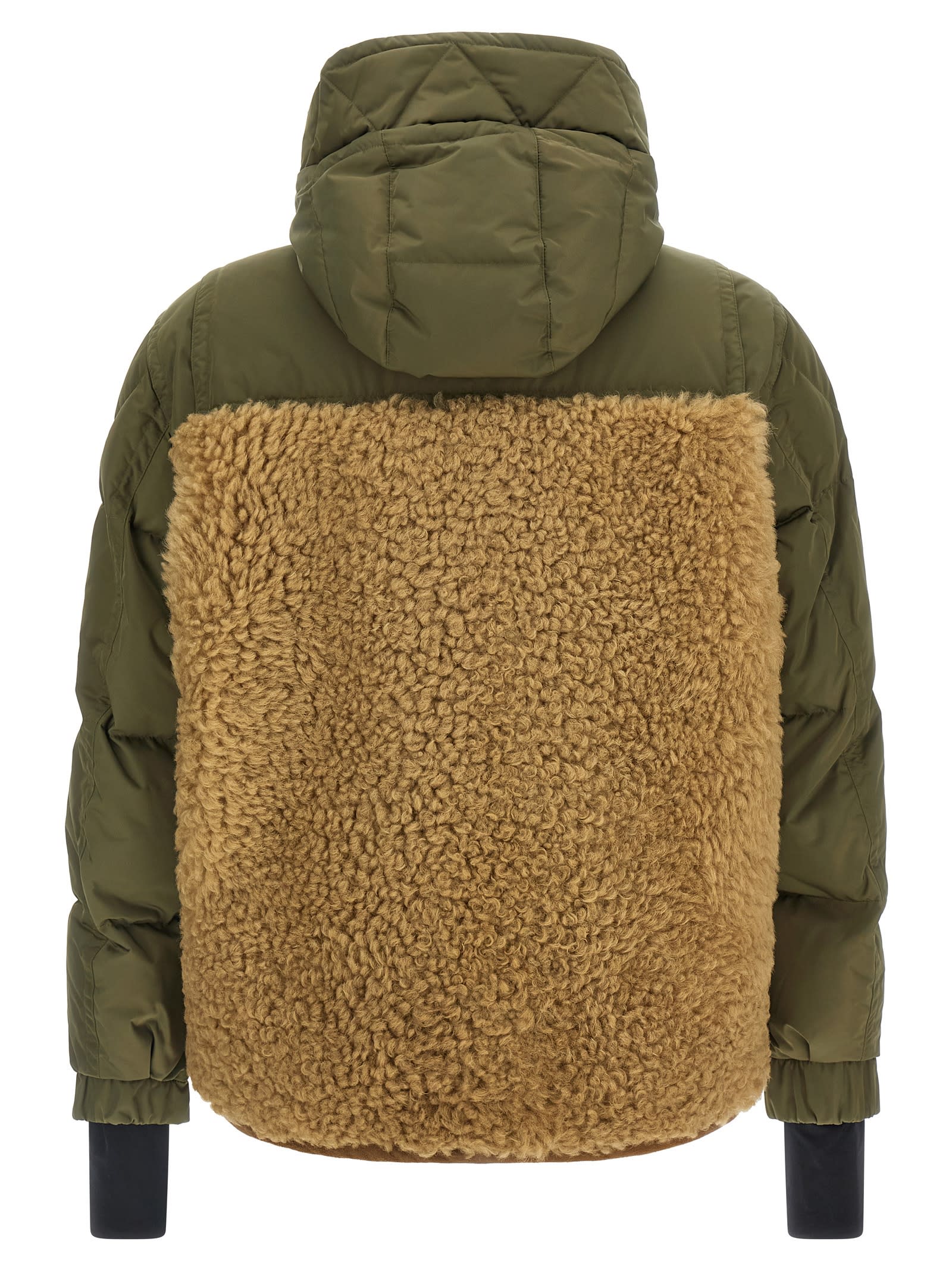 Moncler Grifford Shearling-panels Puffer Jacket In Green