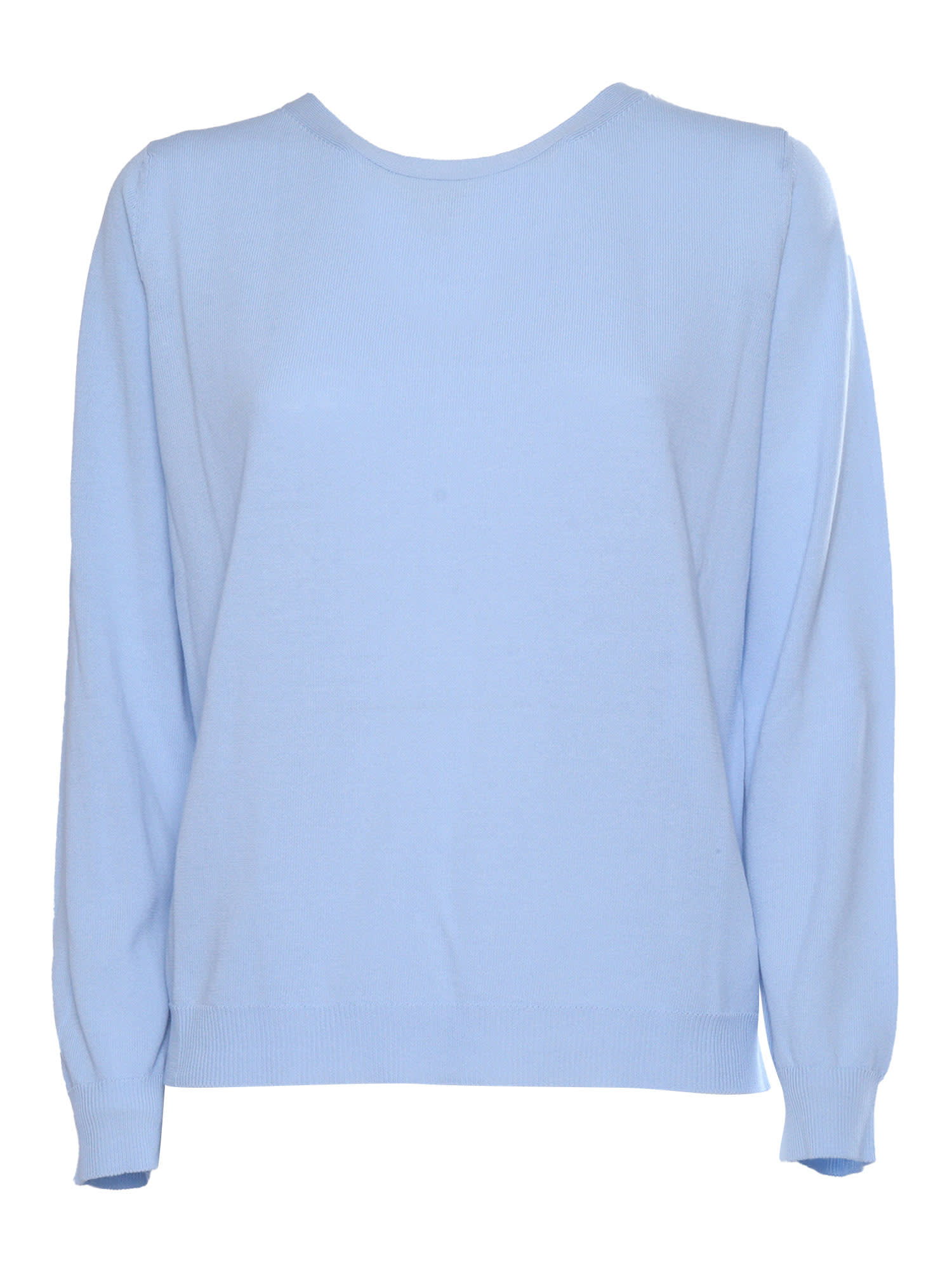 Light Blue Ribbed Cotton Sweater