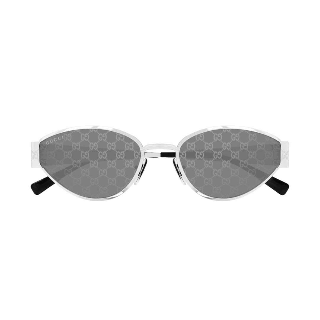 Gucci Gg1853s Linea Sign Gg1853s 002 Silver Smoke Sunglasses In Metallic