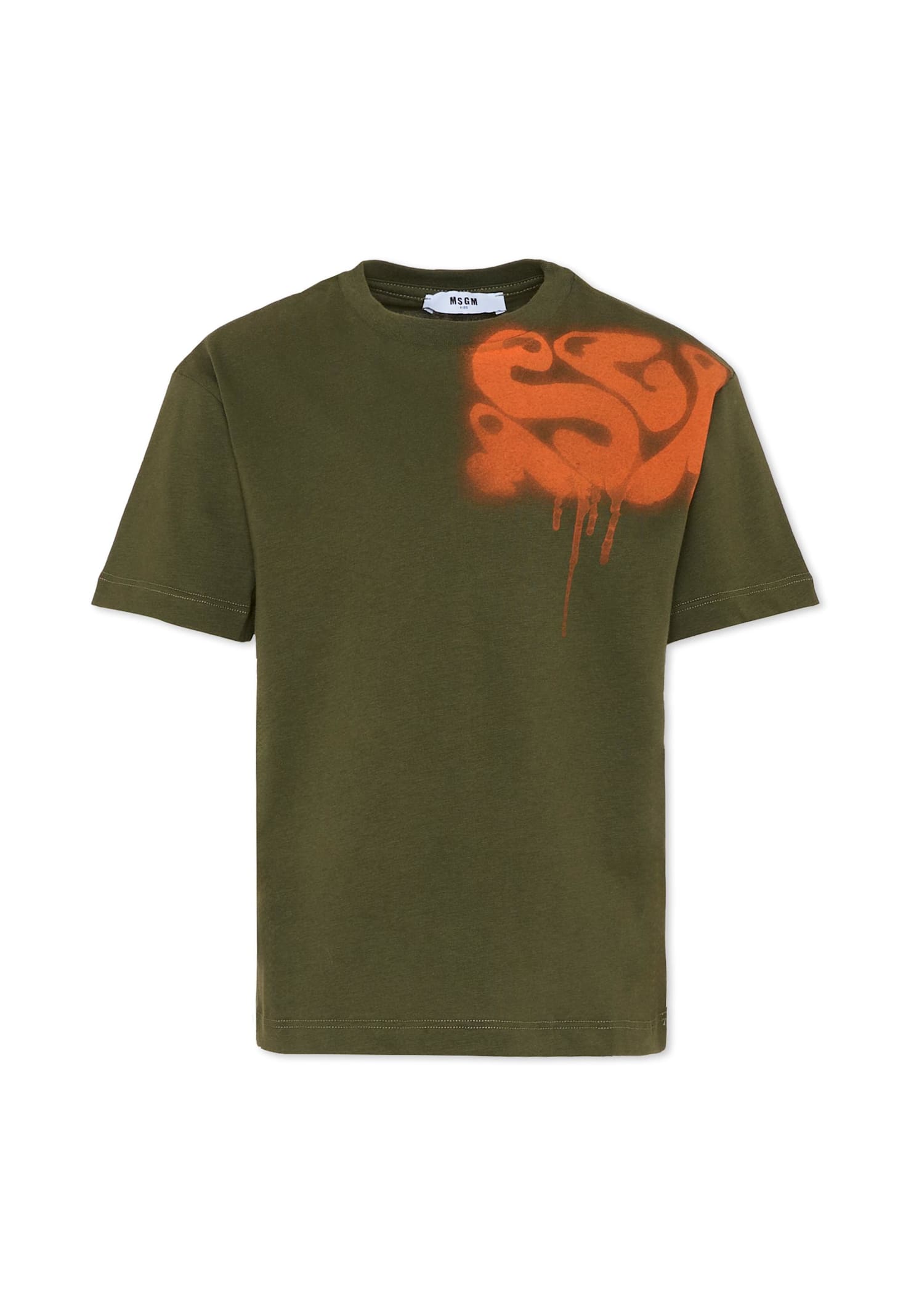 Msgm Green T-shirt For Boy With Logo In Green