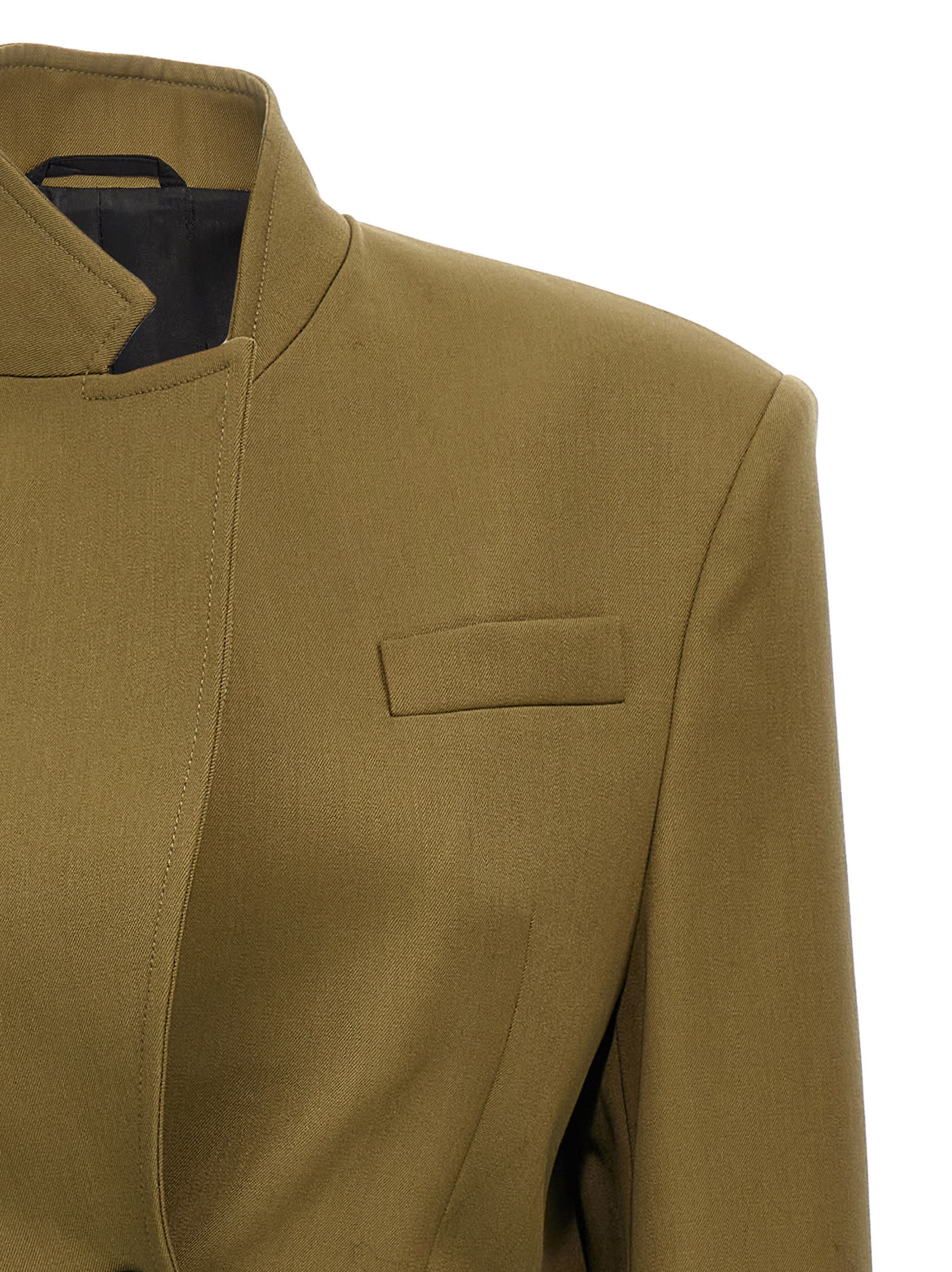 Attico Green Jacket With Asymmetric Closure On The Front In Brown