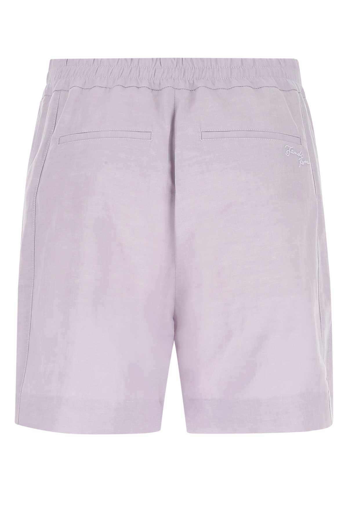 Shop Fendi Lilac Linen Blend Bermuda Shorts In F0f5u