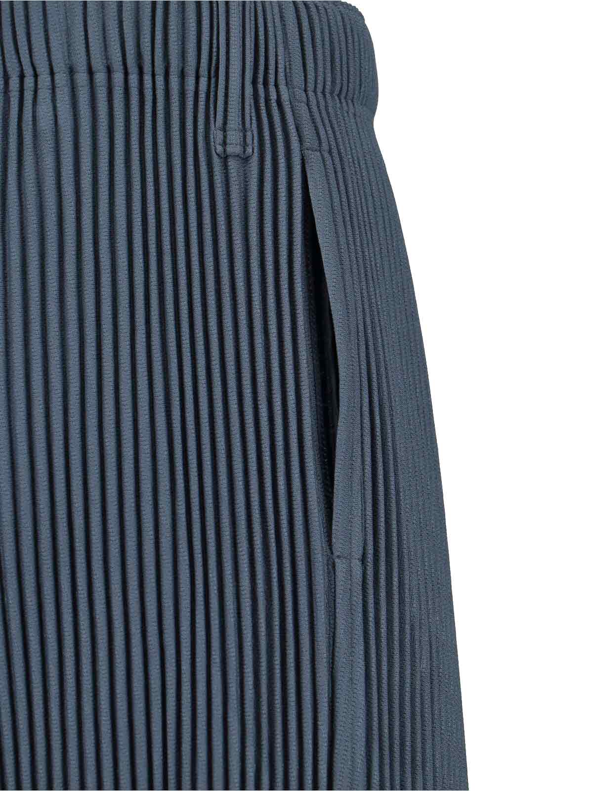 Issey Miyake Cropped Pinstriped Straight Leg Trousers In Blue