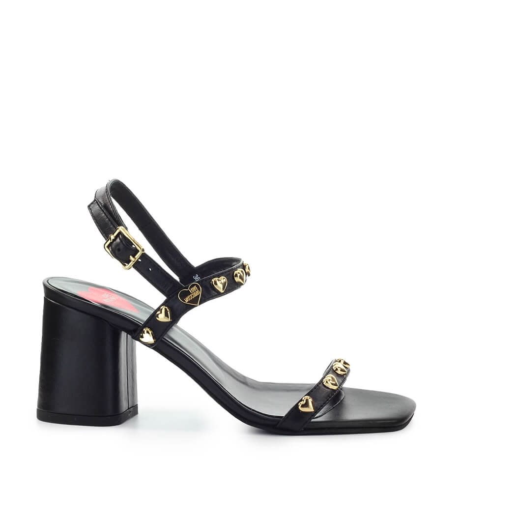 Buy Love Moschino Black Half Heeled Sandal online, shop Love Moschino shoes with free shipping