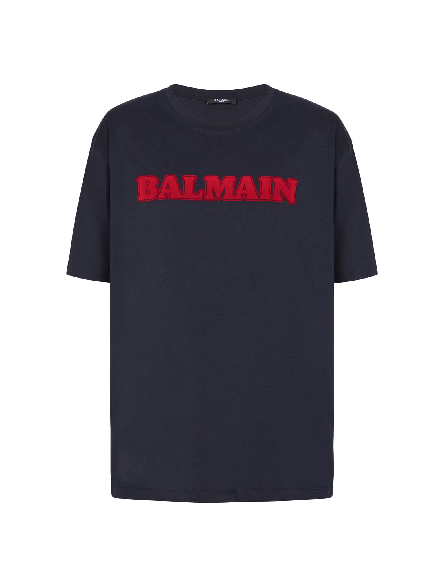 Balmain All Over Flock Logo Monogram Print Black T-shirt - T