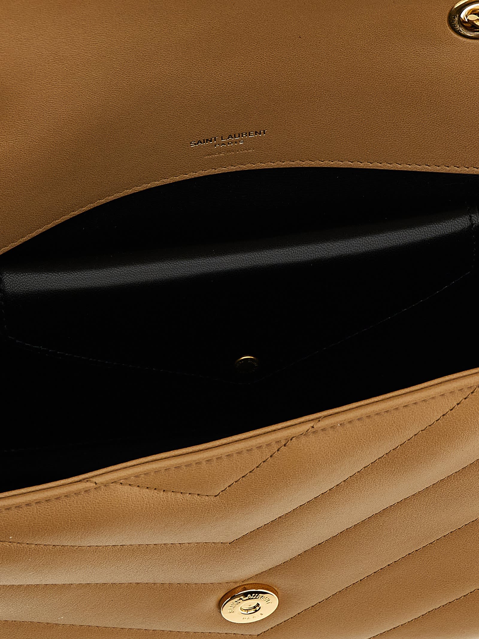 Saint Laurent Medium Loulou Quilted Leather Crossbody Bag In Nude