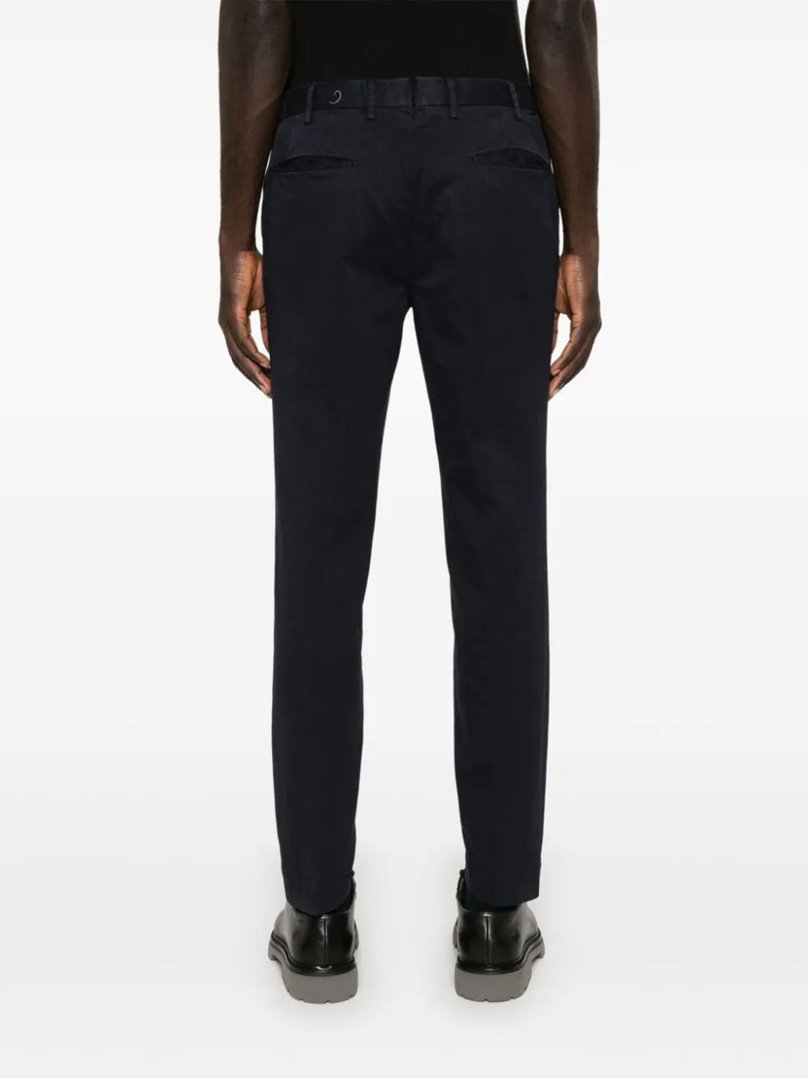 Shop Incotex Midnight Blue Cotton Blend Trousers