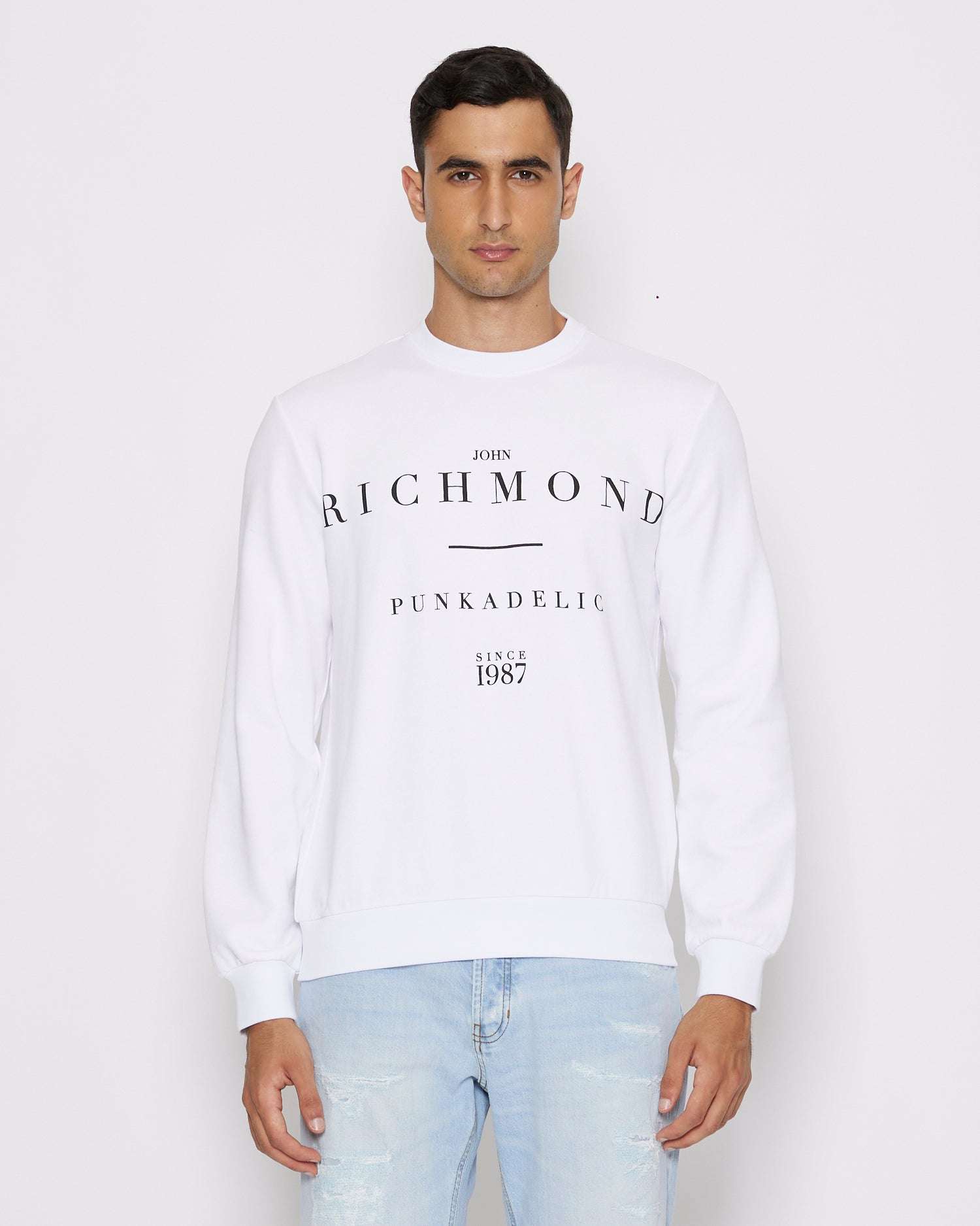 Shop John Richmond Sweatshirt With Front Graphic In Nero