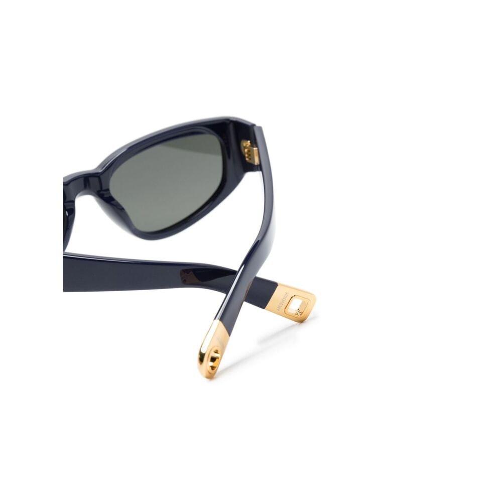 Shop Jacquemus Rectangle Frame Sunglasses In Blue