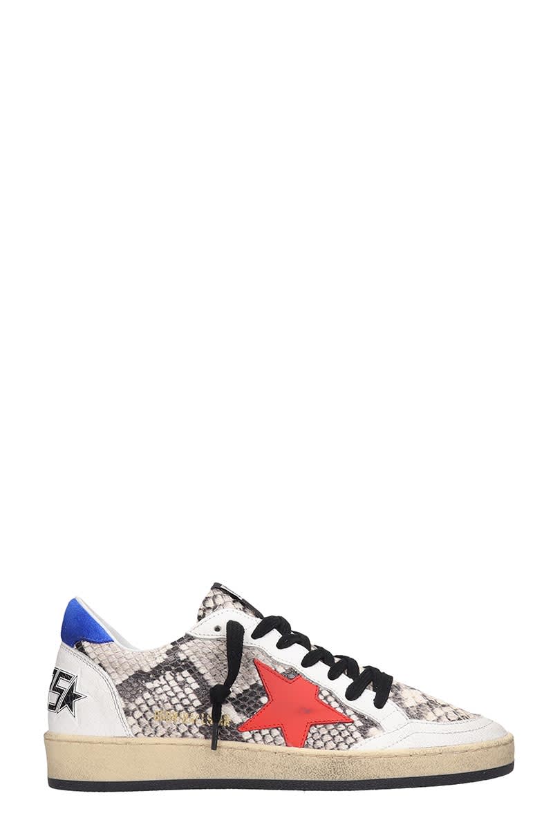 GOLDEN GOOSE BALL STAR SNEAKERS IN ANIMALIER LEATHER,11205864
