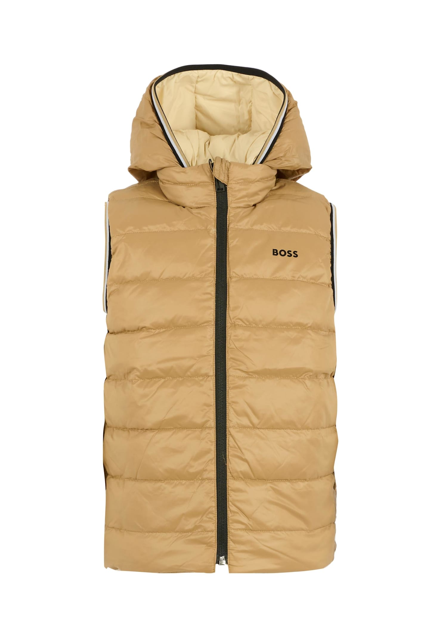 Hugo Boss Reversible Ivory Vest For Boy With Logo In Neutral