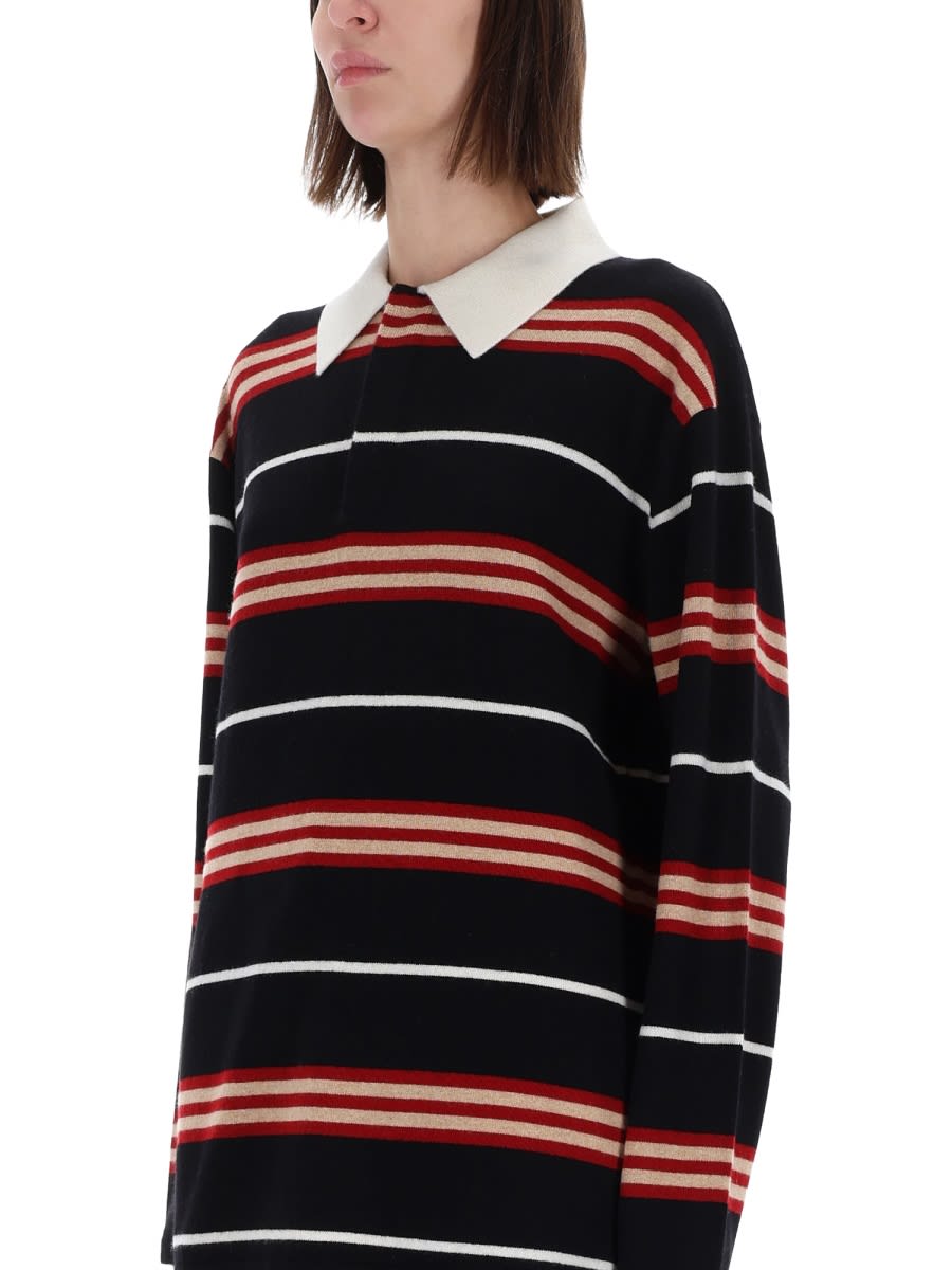 Guest In Residence Black Cashmere Rugby Sweater With Striped Pattern In Black