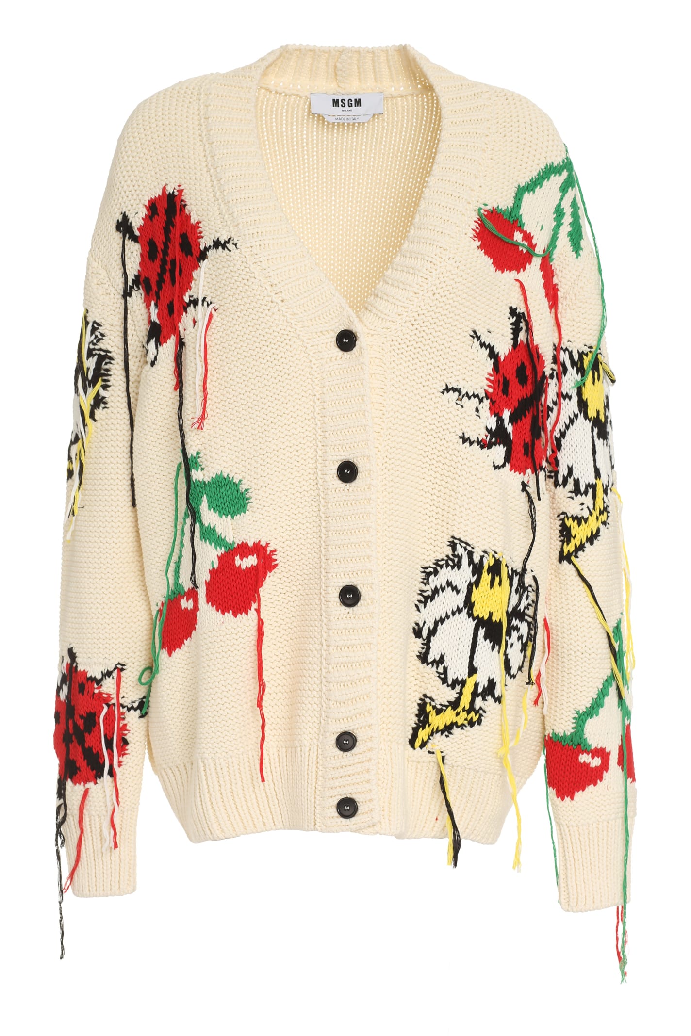 Msgm Off-white Cotton Cardigan In Panna