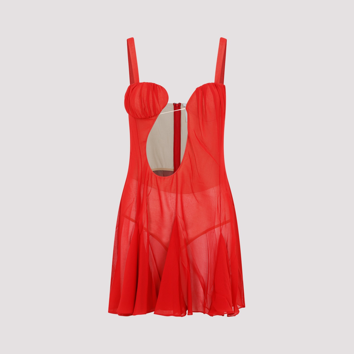 Shop Nensi Dojaka Asymmetrical Panel Godet Mini Dress In Red