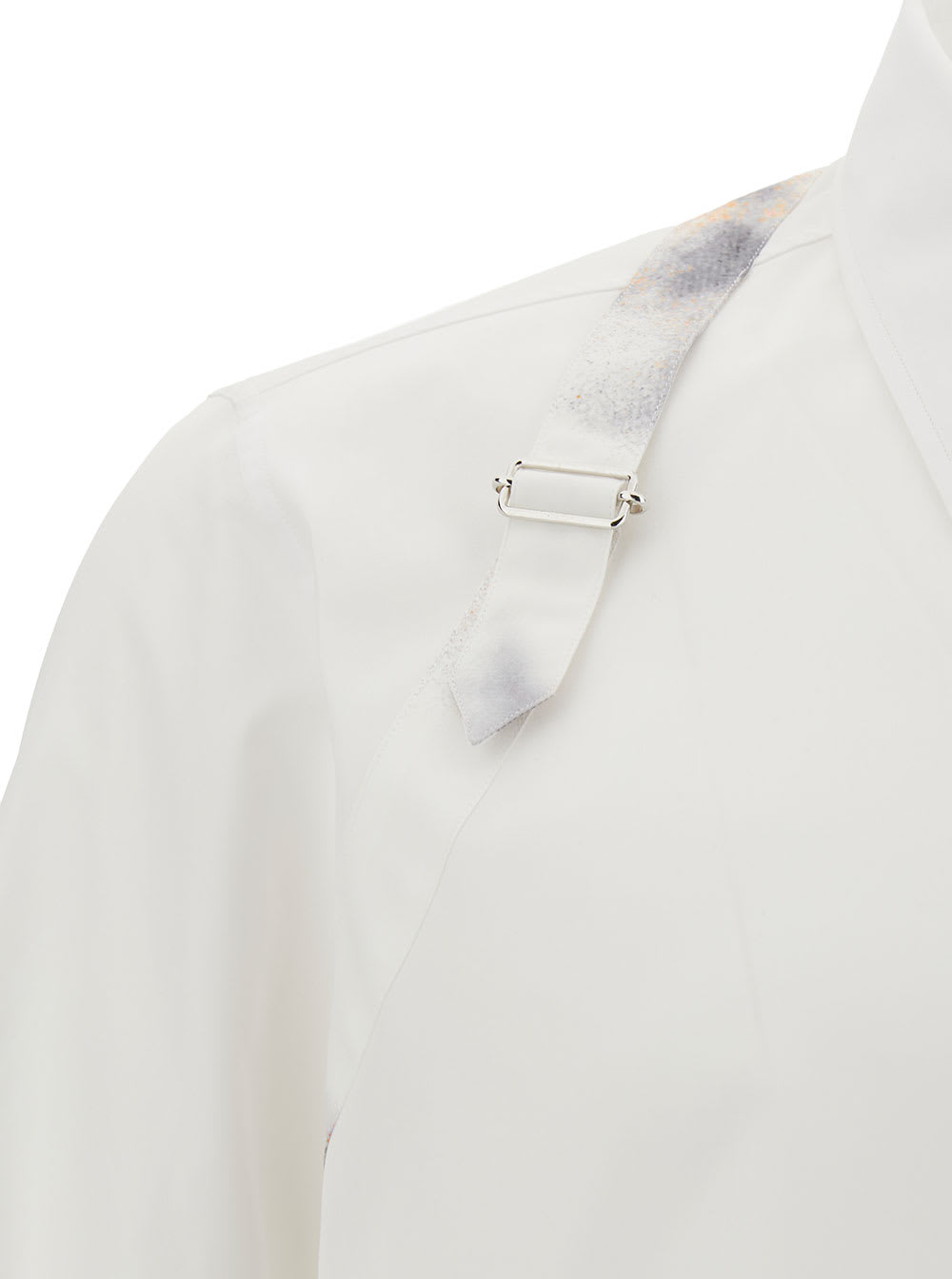 Shop Alexander Mcqueen White Shirt With Printed Harness In Cotton Man