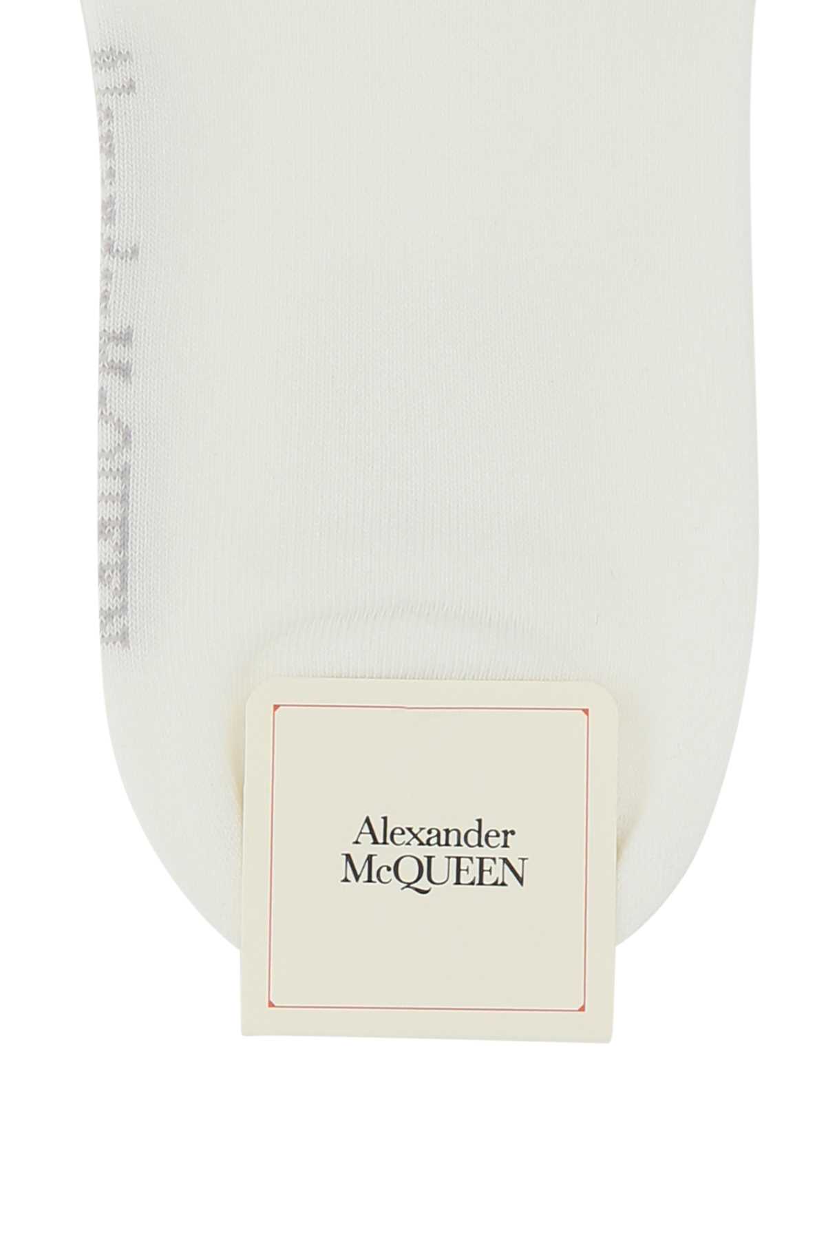 Alexander Mcqueen White Stretch Cotton Blend Socks In 9081