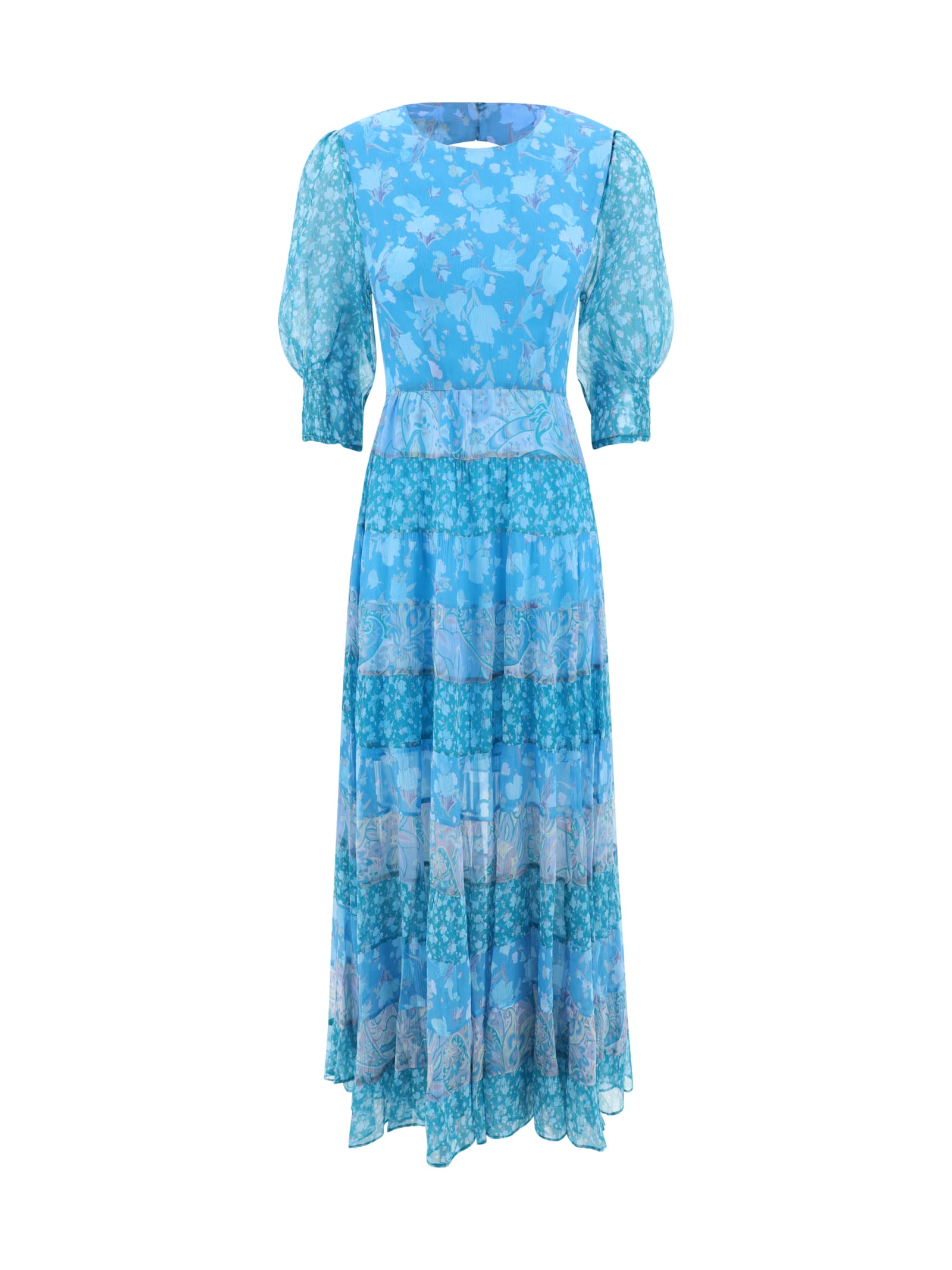 Shop Rixo London Agyness Dress In Havana Floral Blue Mix