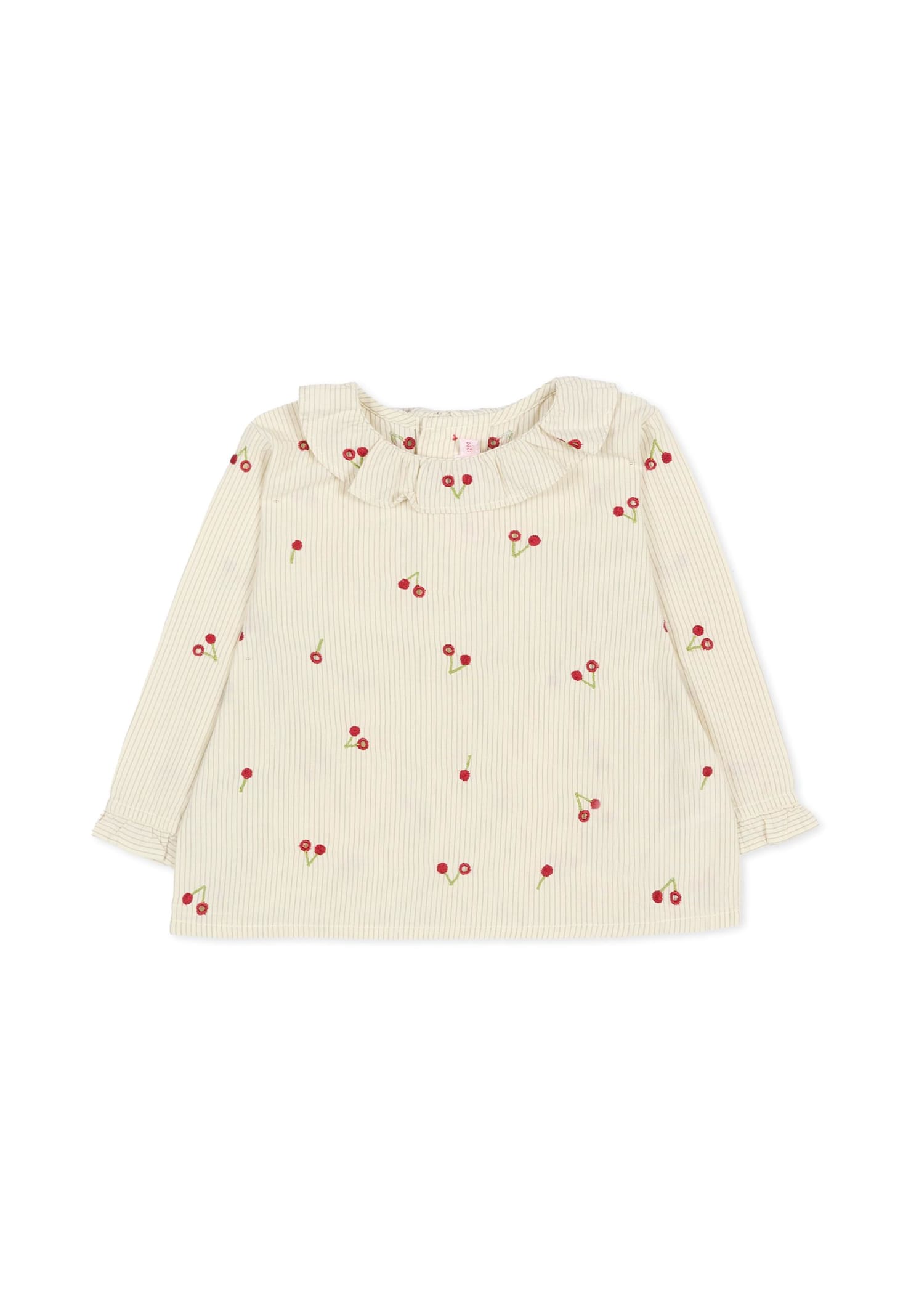 Bonpoint Ivory Shirt For Baby Girl With Cherries In White