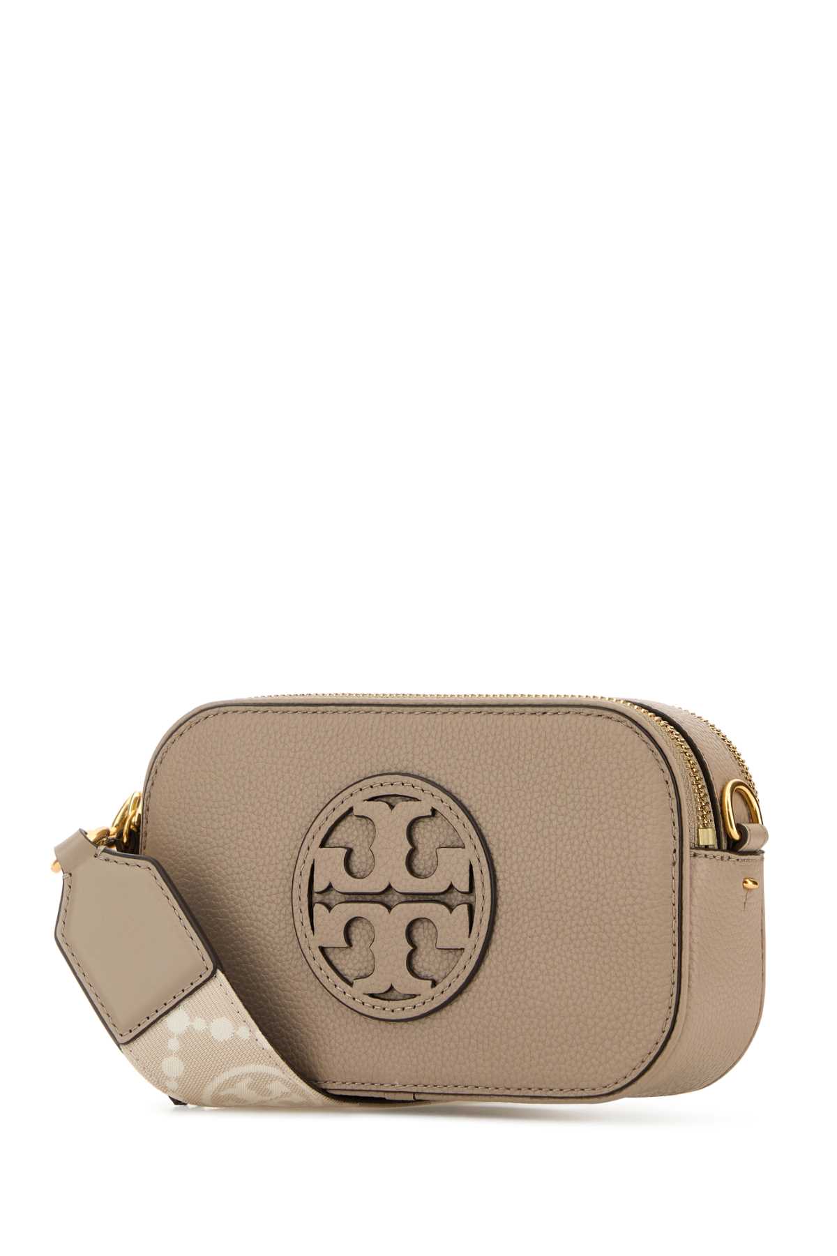 Shop Tory Burch Cappuccino Leather Mini Miller Crossbody Bag In Freshclay