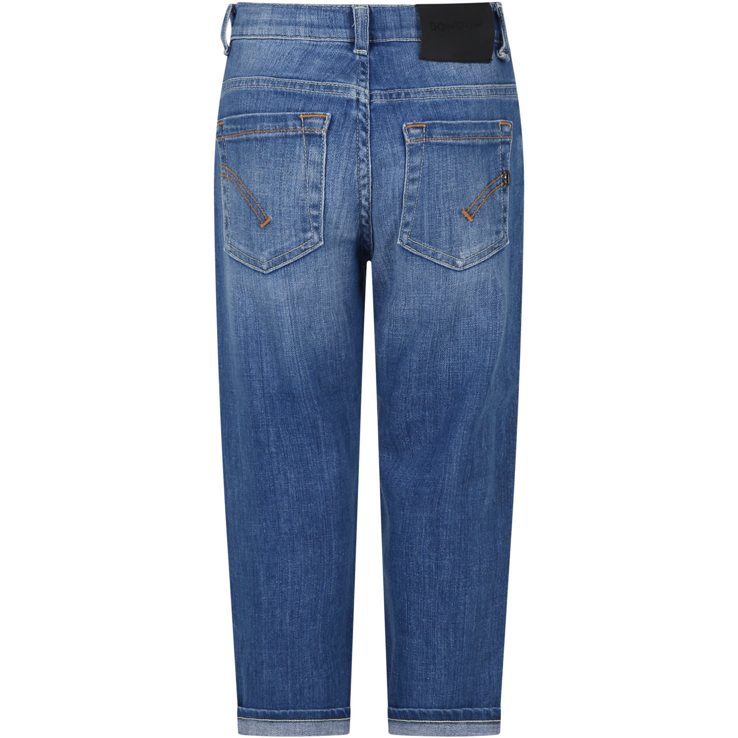 Shop Dondup Blue Jeans For Boy With Logo In Denim