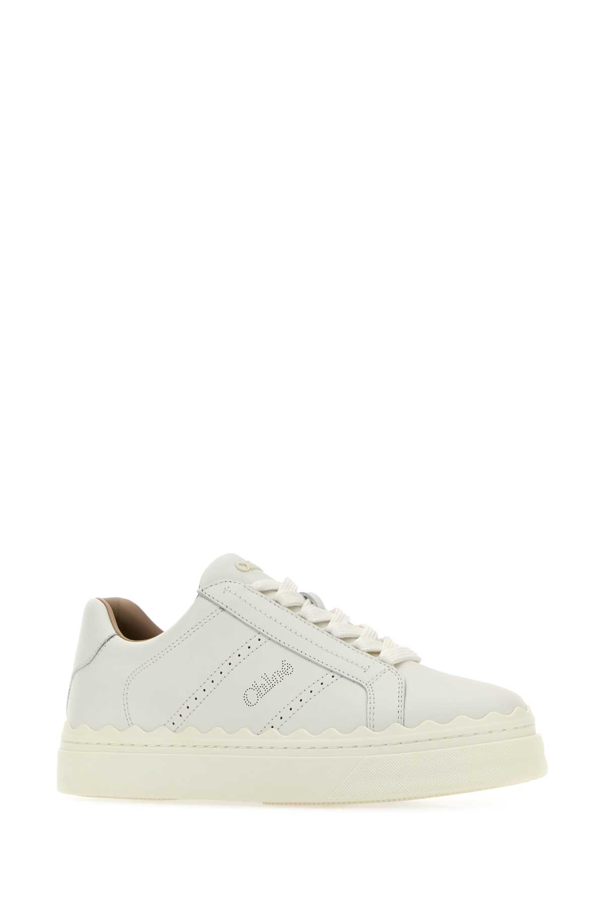 Shop Chloé White Leather Lauren Sneakers