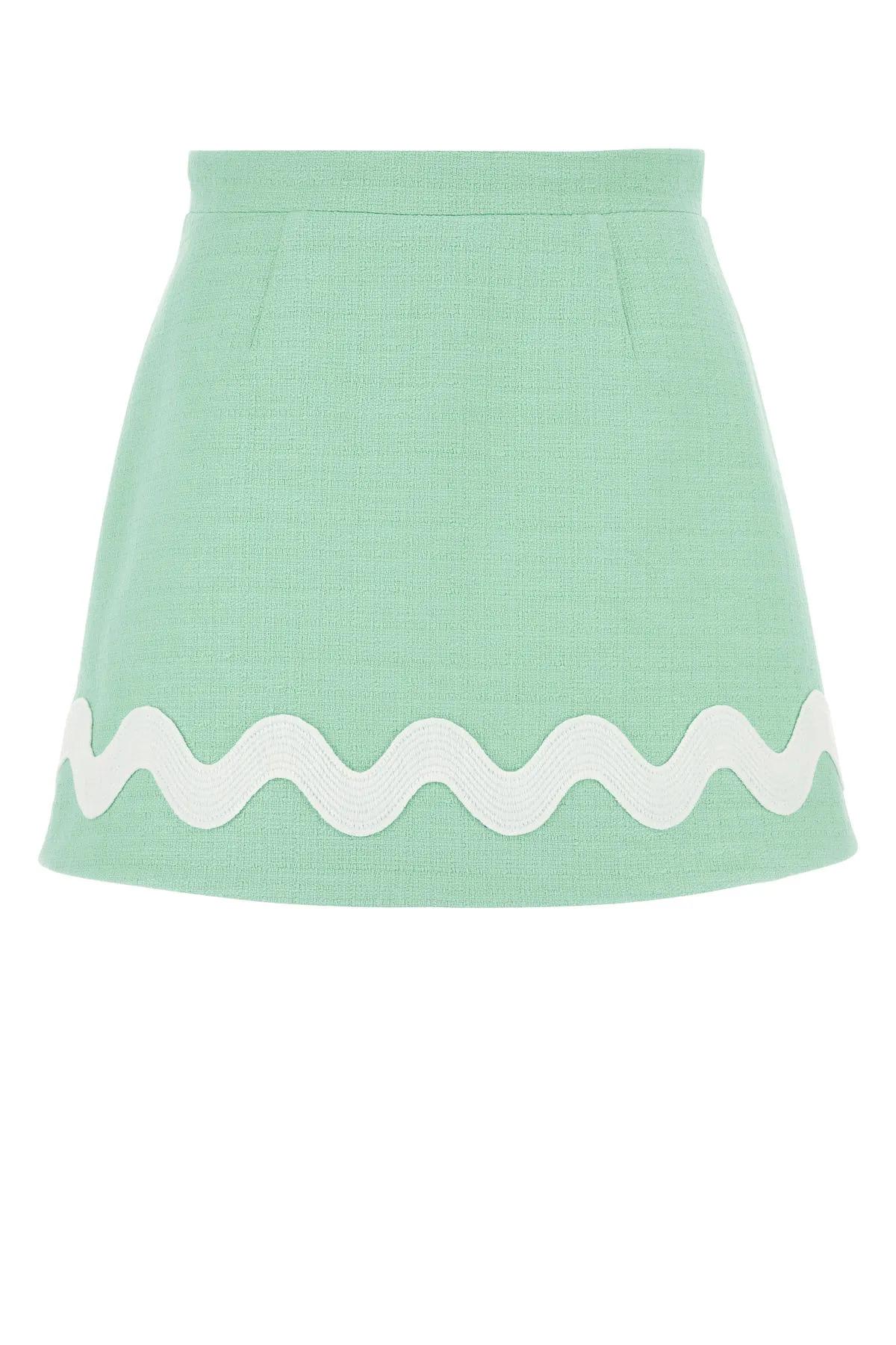 Sea Green Tweed Mini Skirt