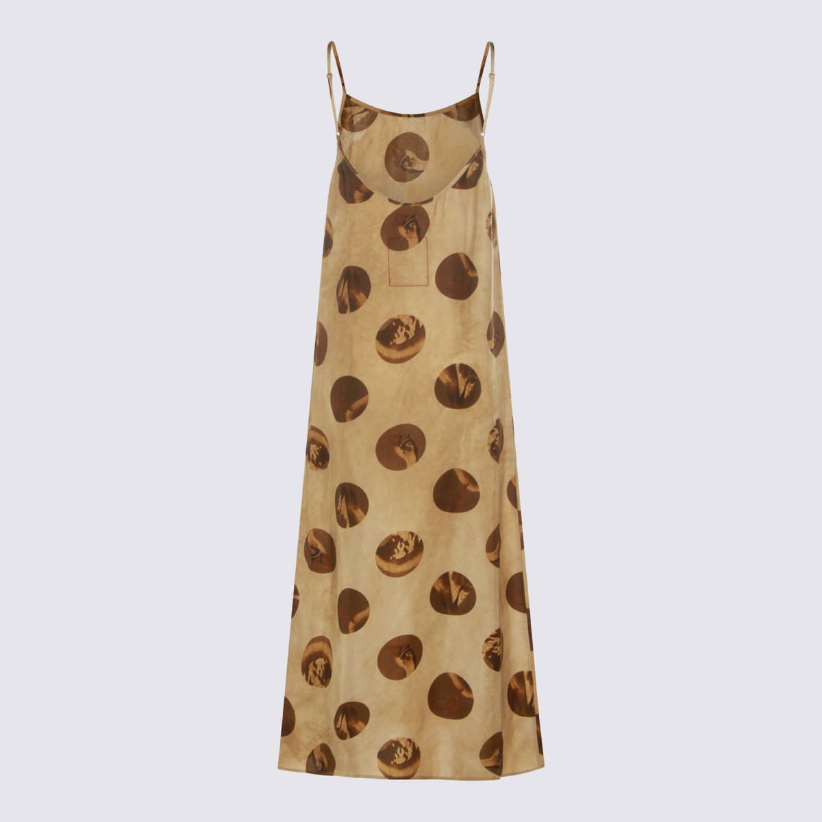 Uma Wang Anaya Brown Sleeveless Dress With Round Neck And All-over Motif In Viscose Blend Woman In Brown