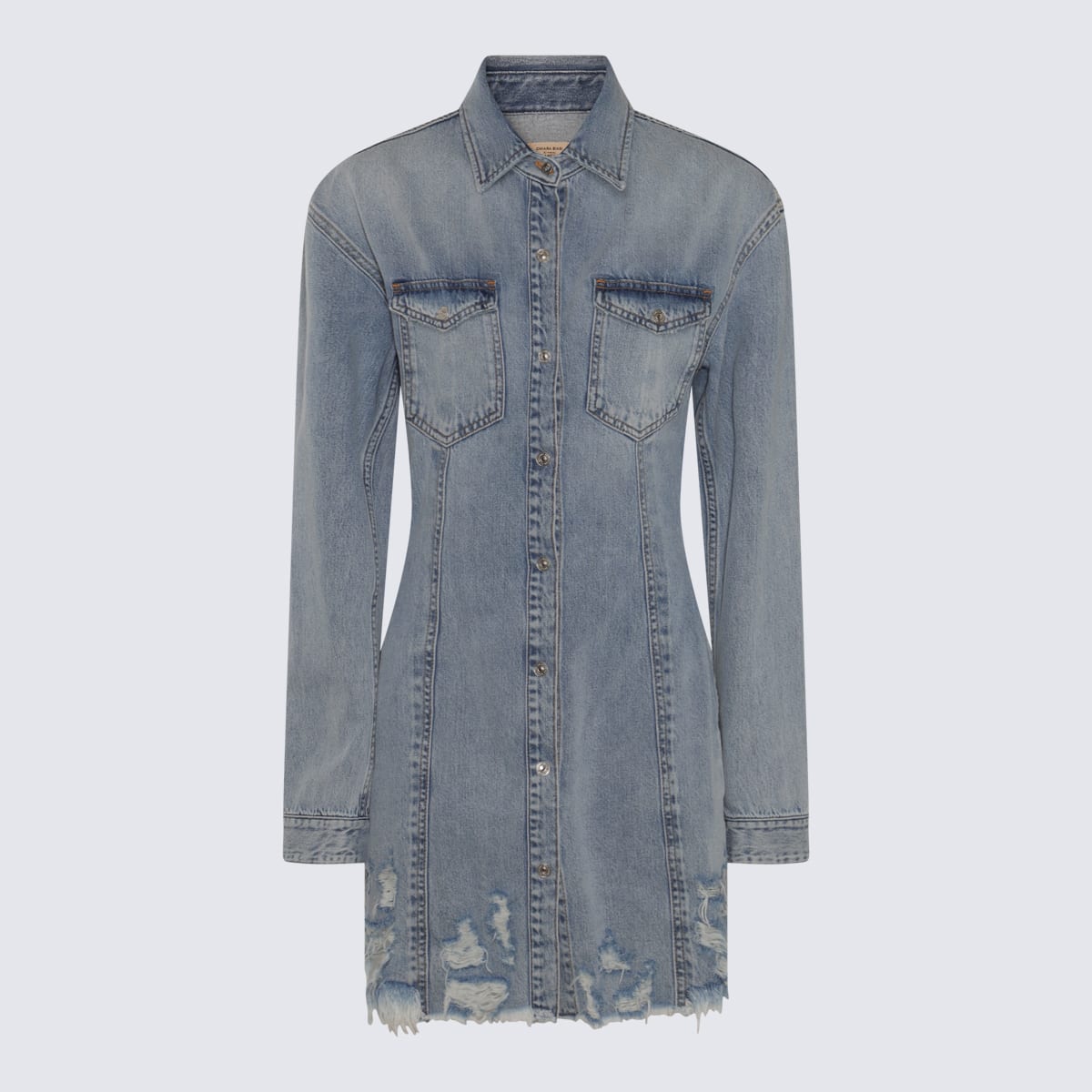 7 For All Mankind Blue Cotton Dress In Unwind