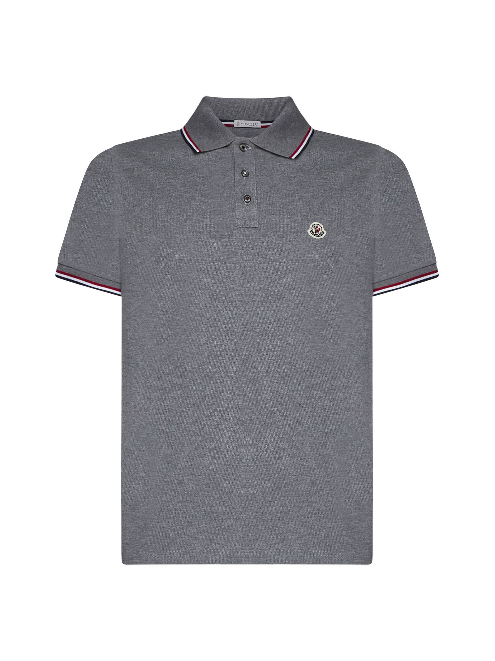 Shop Moncler Polo Shirt In Grey