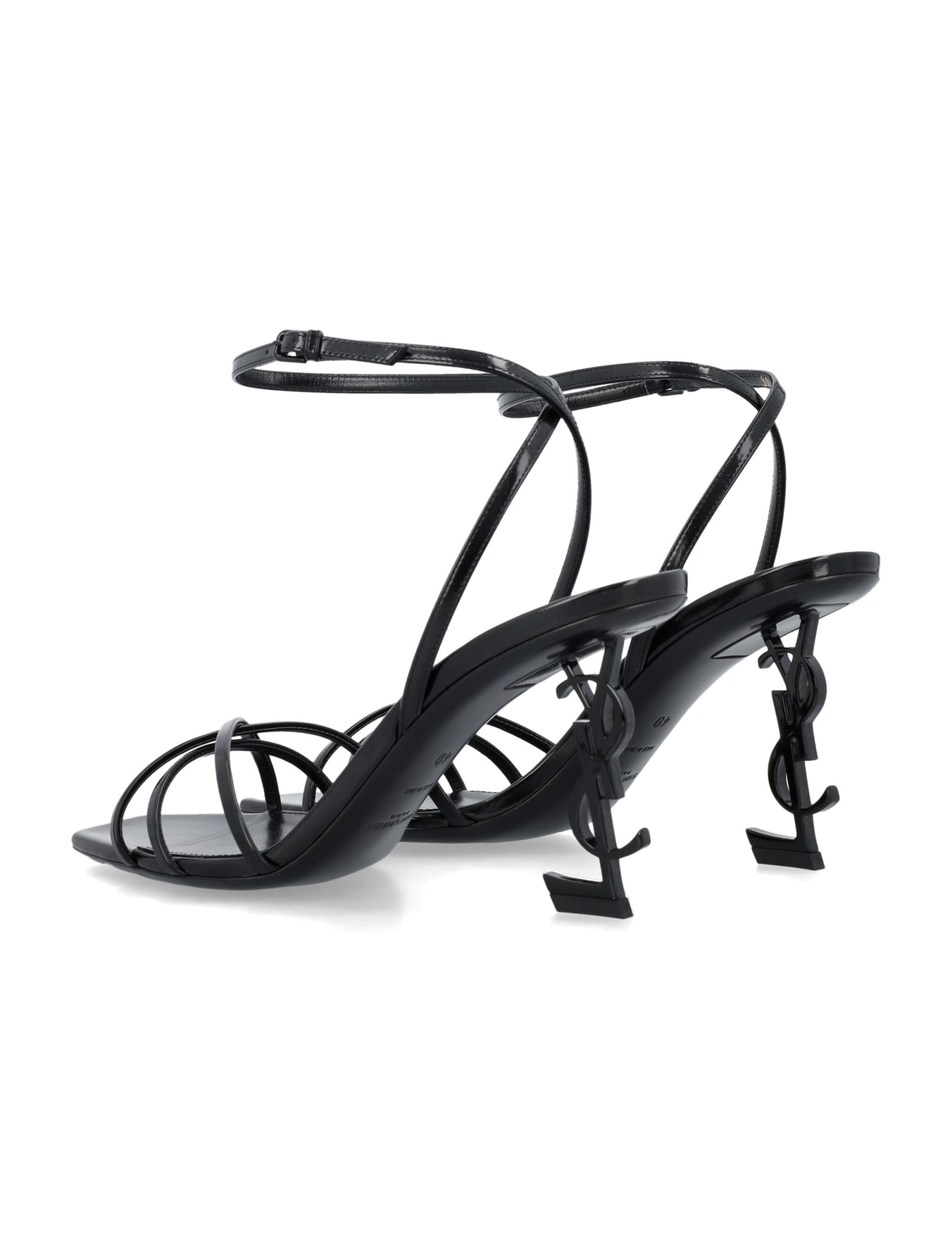 Saint Laurent Opyum Leather Sandals In Black
