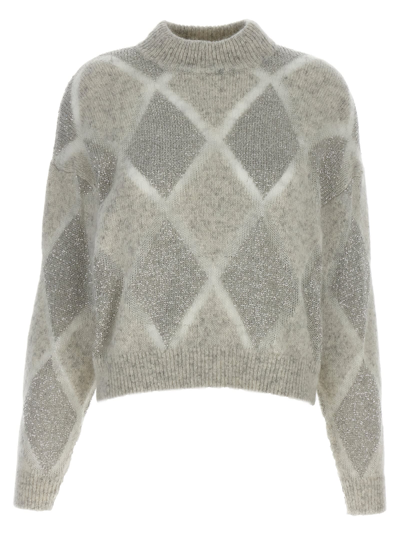 Shop Brunello Cucinelli Sequin Sweater In Gray