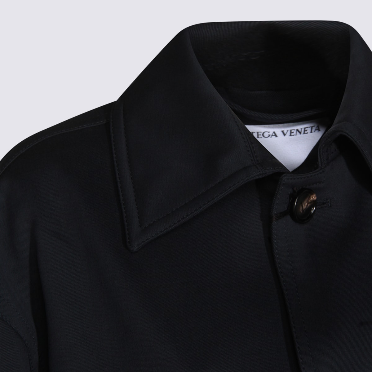 Bottega Veneta Blue Cotton Casual Jacket In Black