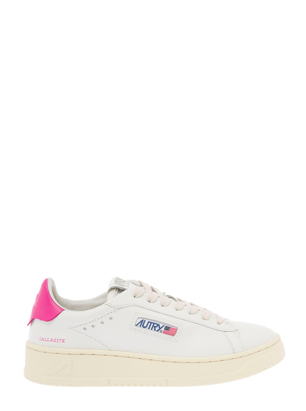 Autry Womans Dallas White And Pink Leather Sneakers
