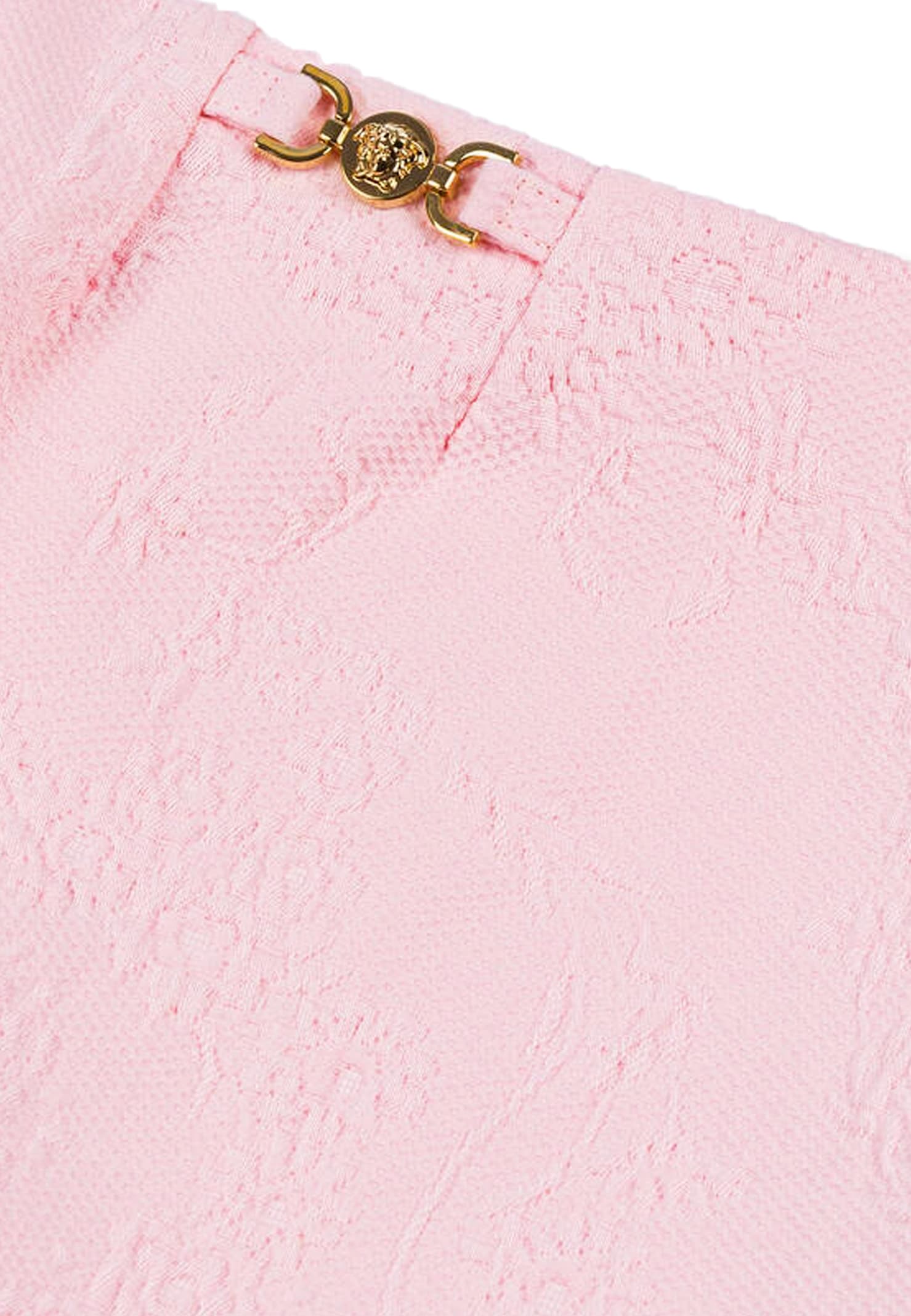 Versace Pink Shorts For Girl With Floral Swirl In Pink