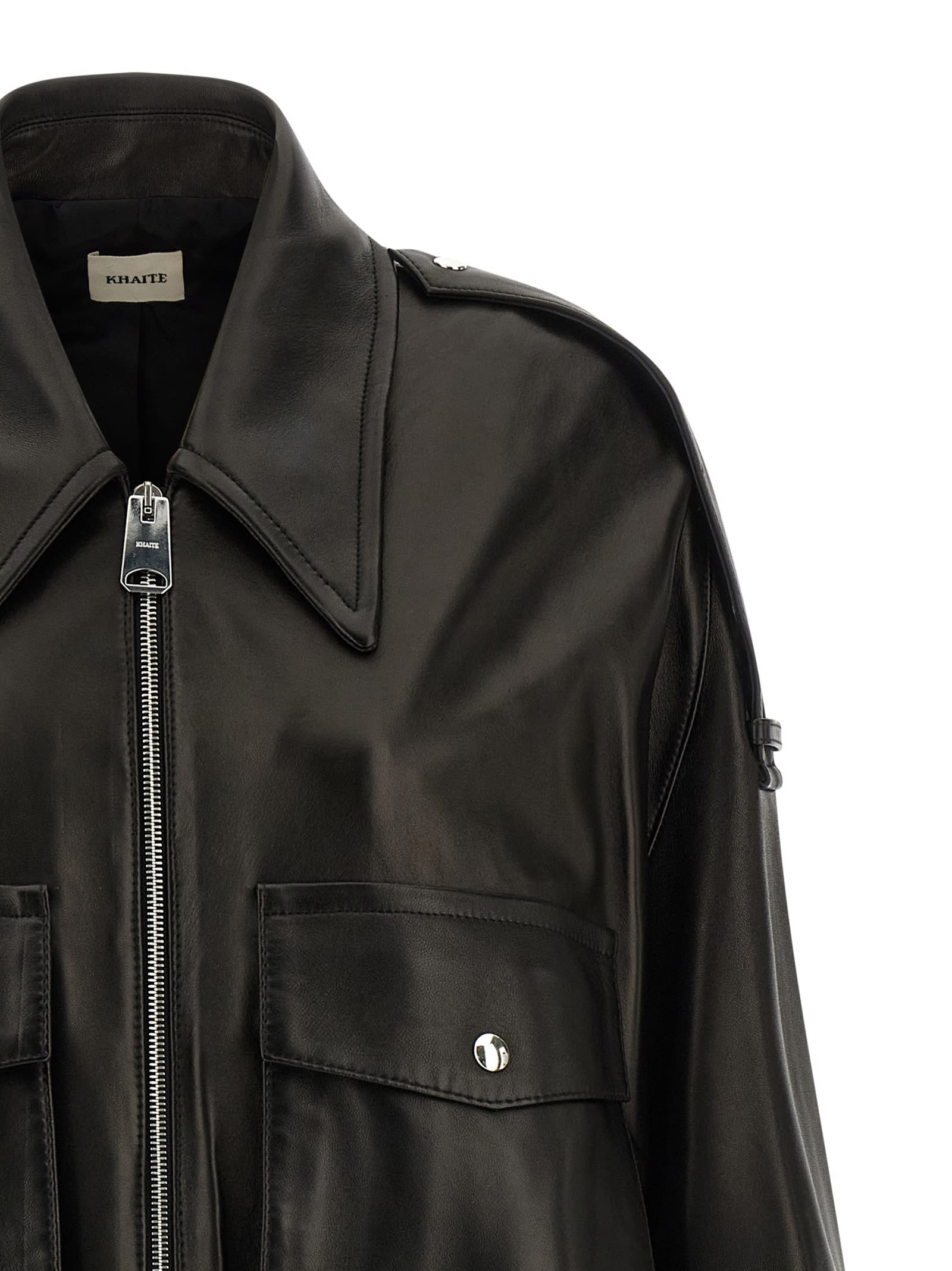 Khaite Owey Zip-up Leather Jacket In Black