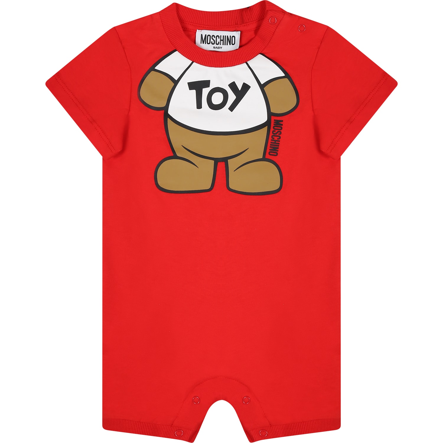 Moschino Red Romper For Baby Kids With Teddy Bear