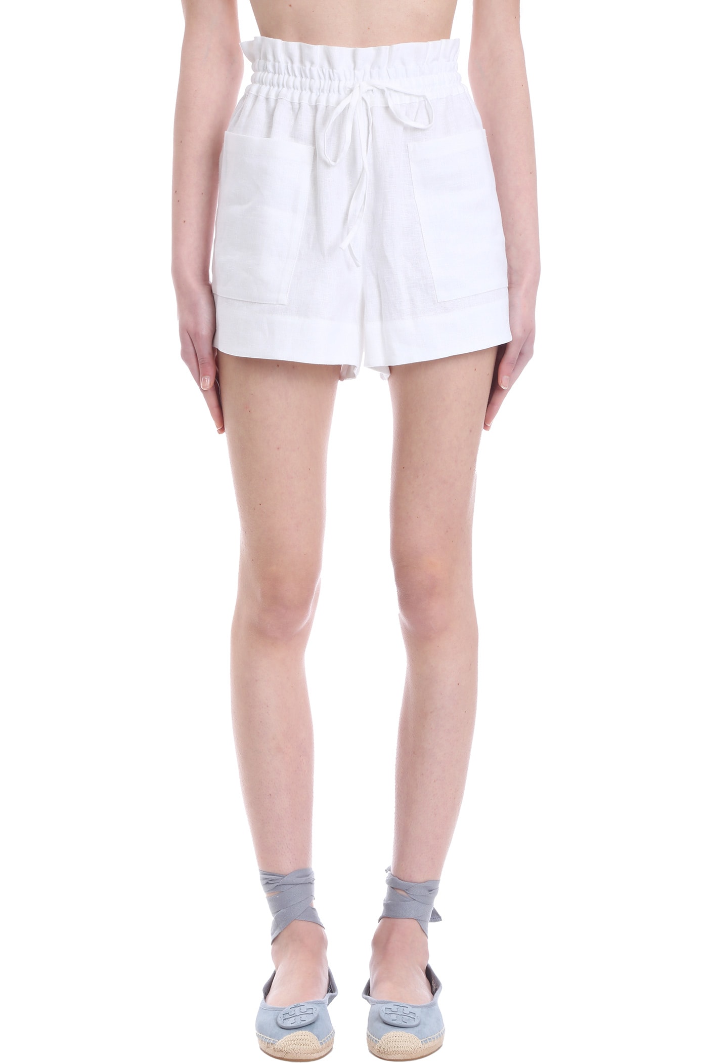 Tory Burch Shorts In White Linen