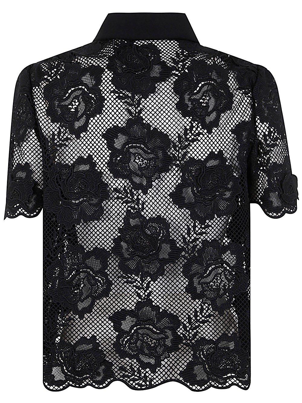 Shop Self-portrait Embellished Lace Top In Nero