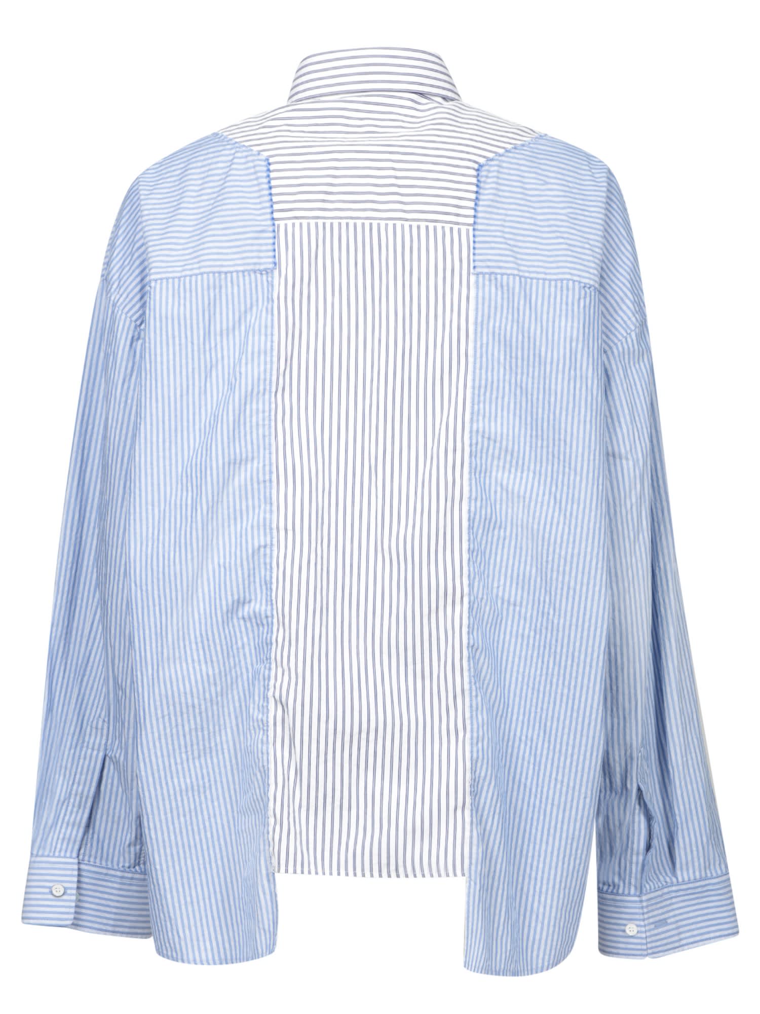 Shop Balenciaga White-sky Blue College Stripes Shirt