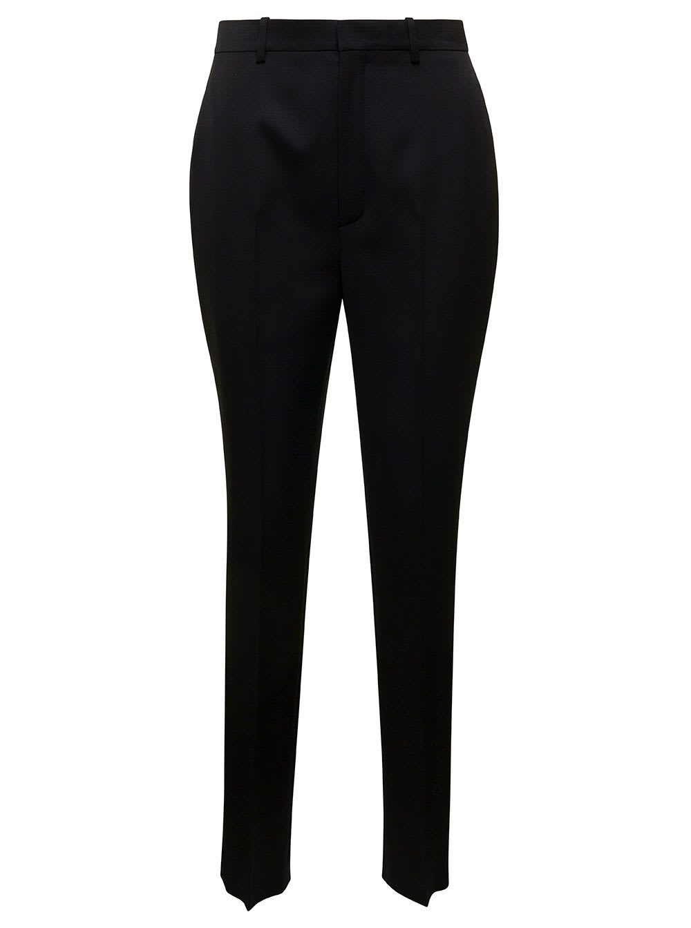Saint Laurent Black Tailored Pants With Welt Pockets In Wool Woman