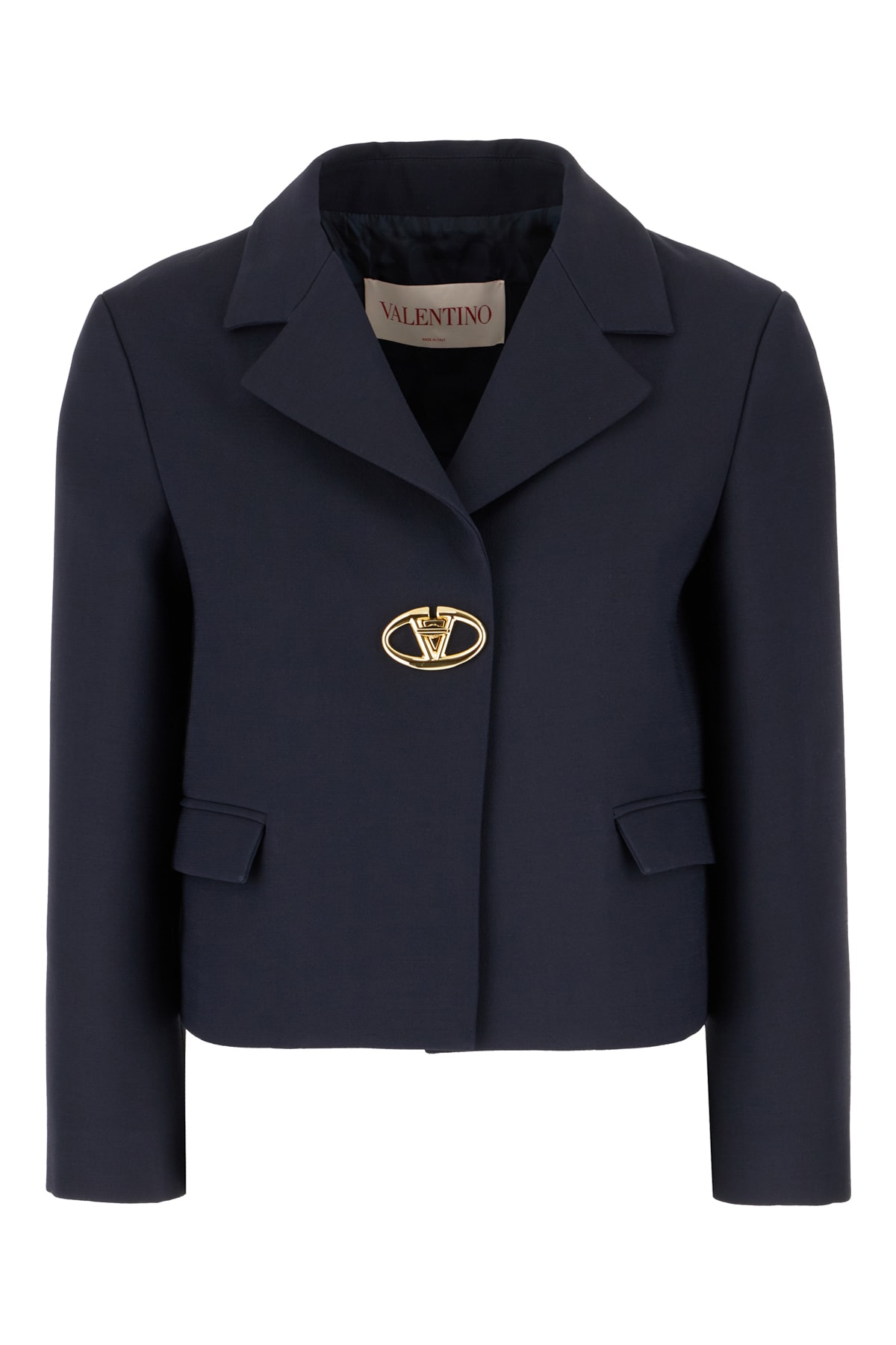 Shop Valentino Midnight Blue Wool Blend Blazer In Navy