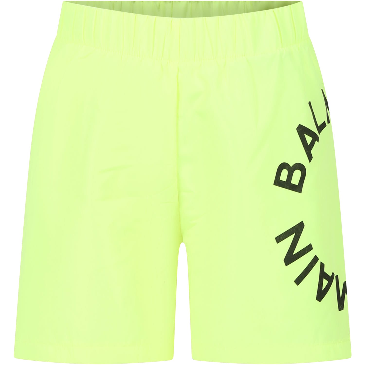 Shop Balmain Yellow Swim Shorts For Boy With Logo