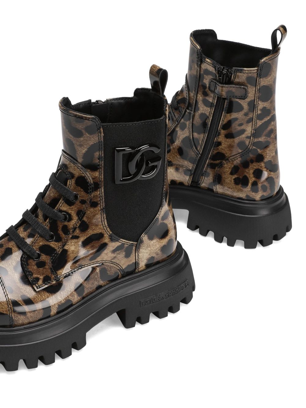 Dolce & Gabbana Leopard-print Lace-up Boots In Animal Print