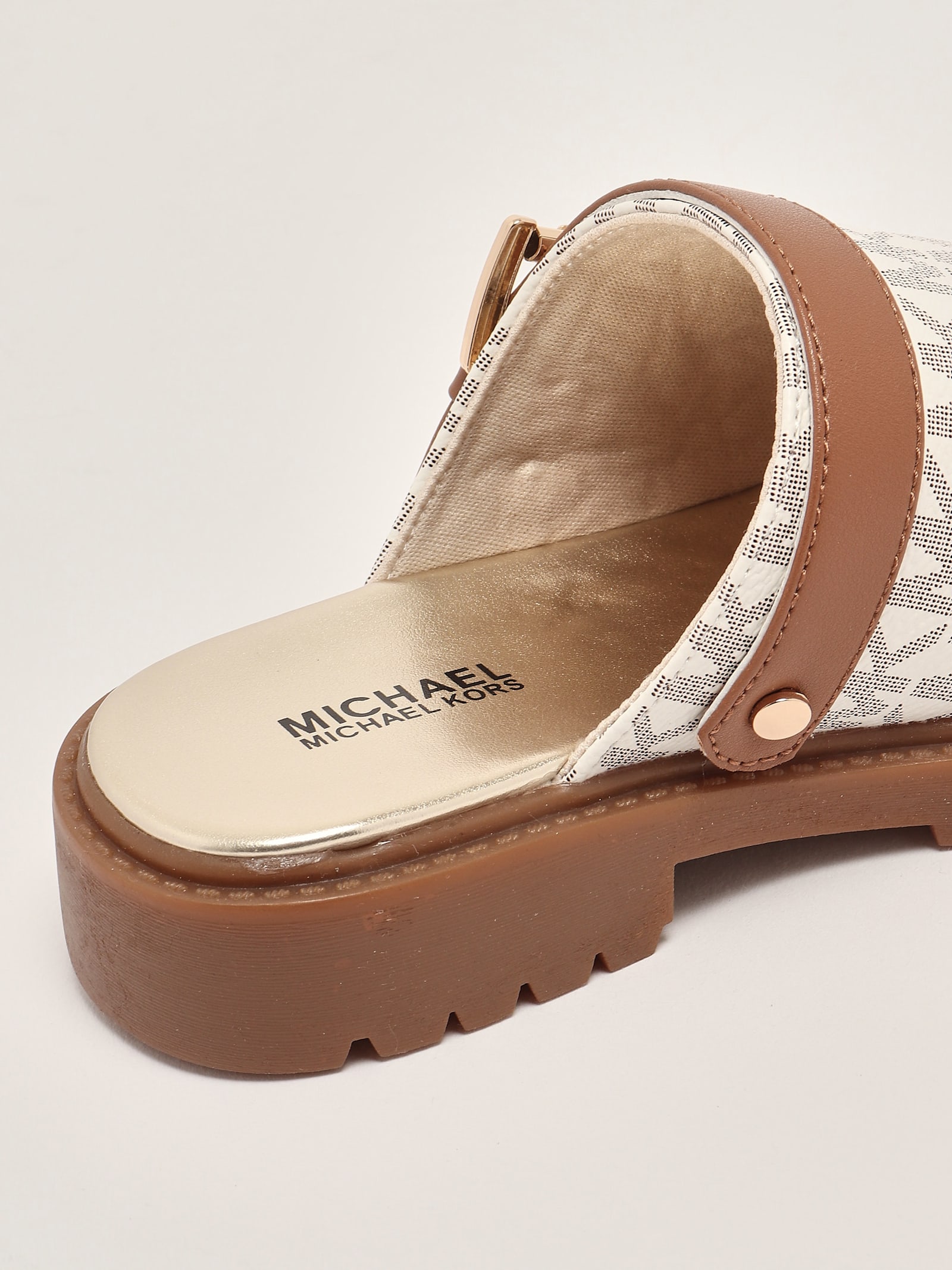 Michael Kors Monogram Sandals In Neutral