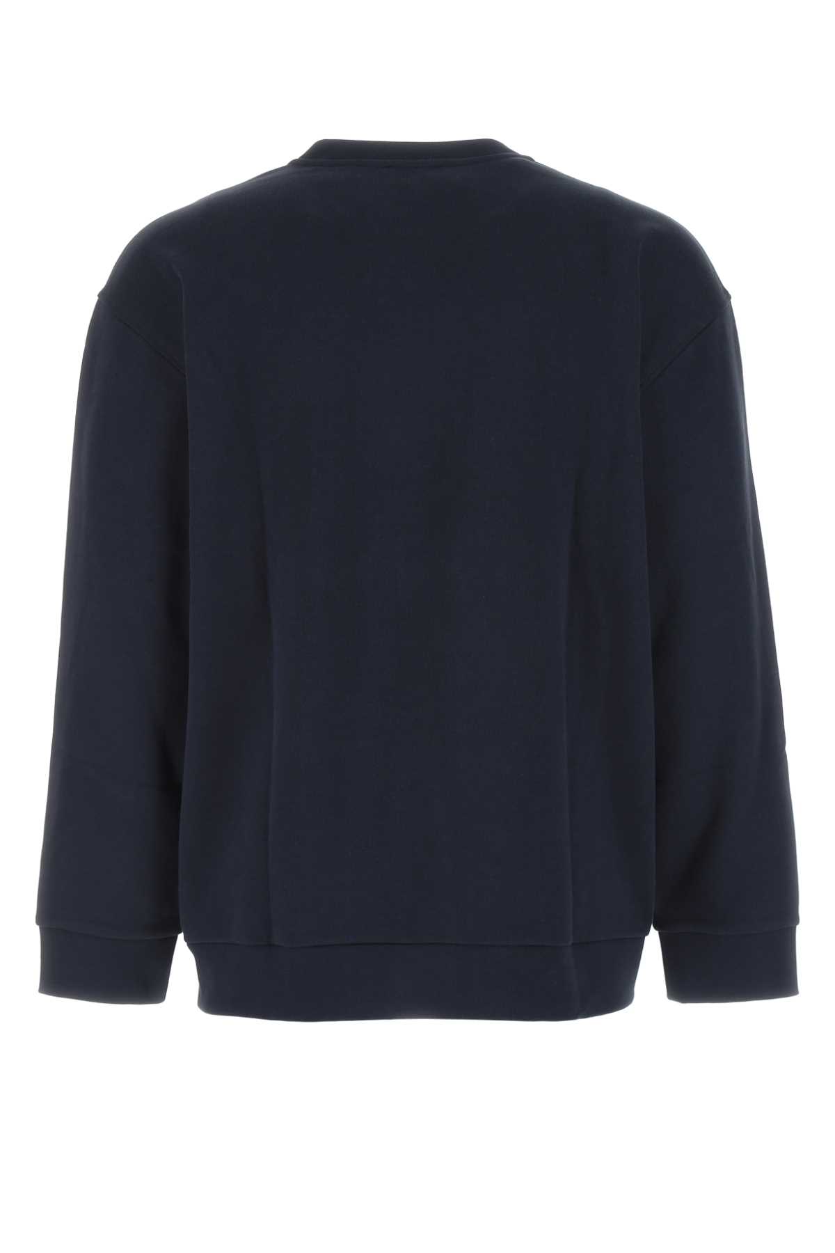 Shop Apc Navy Blue Stretch Cotton Oversize Sweatshirt