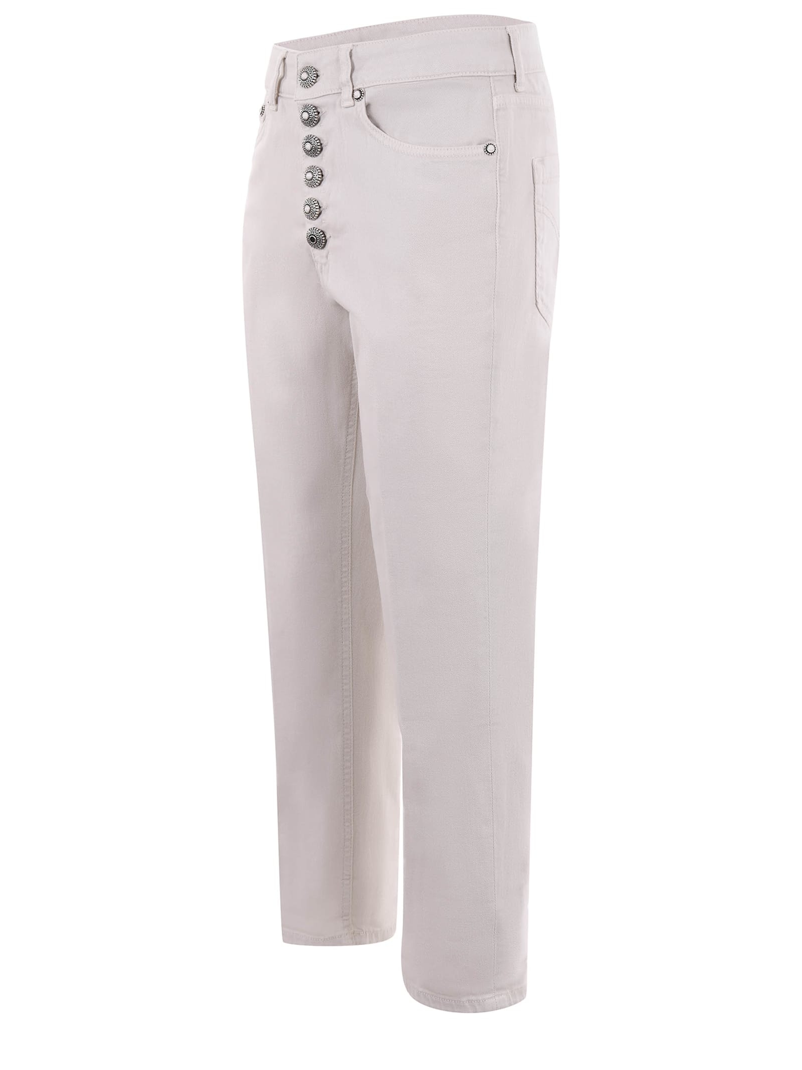 Dondup Cropped Cotton-blend Denim Jeans With Button Detailing