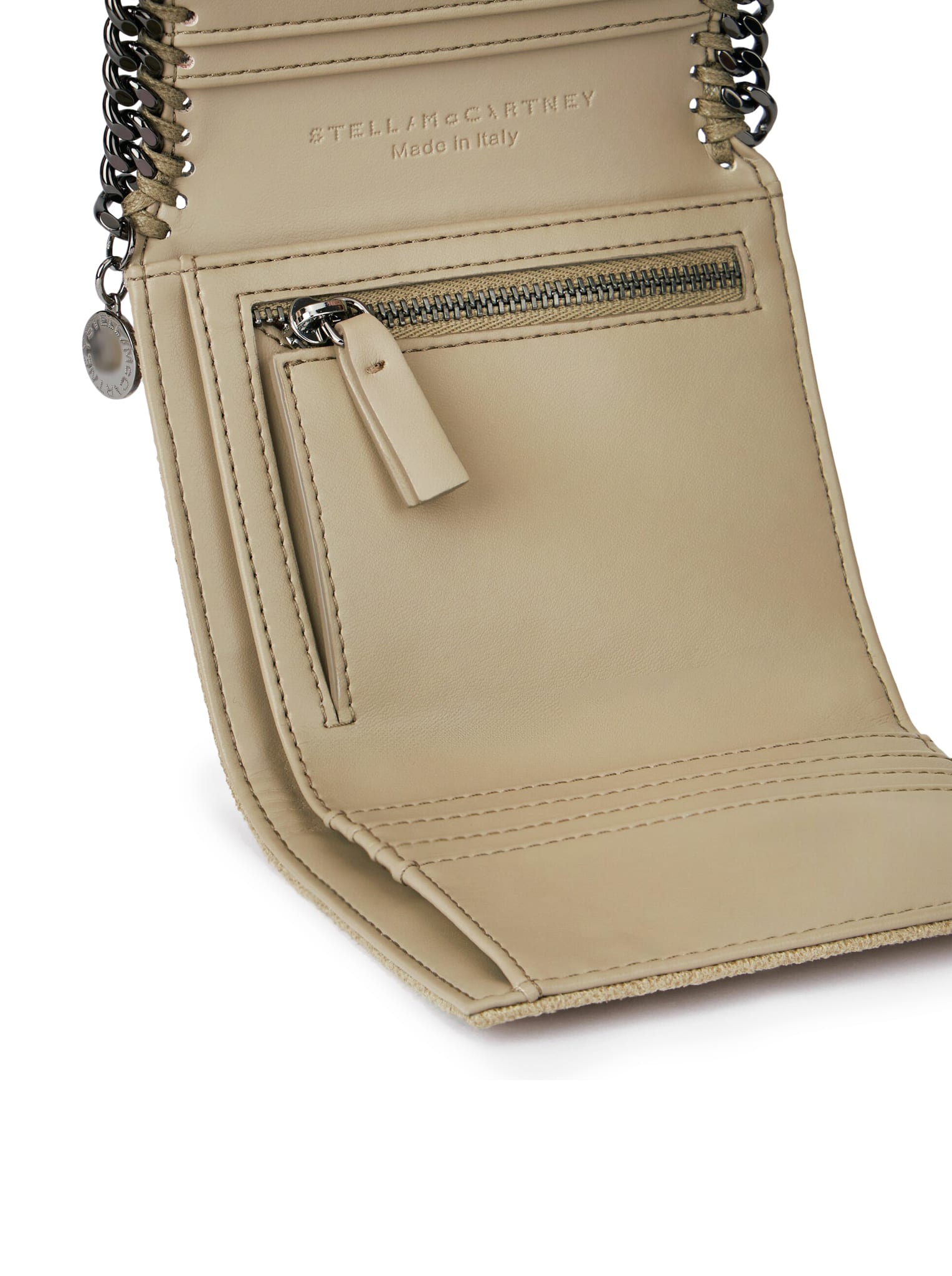 Shop Stella Mccartney Falabella Small Flap Wallet In Light Khaki