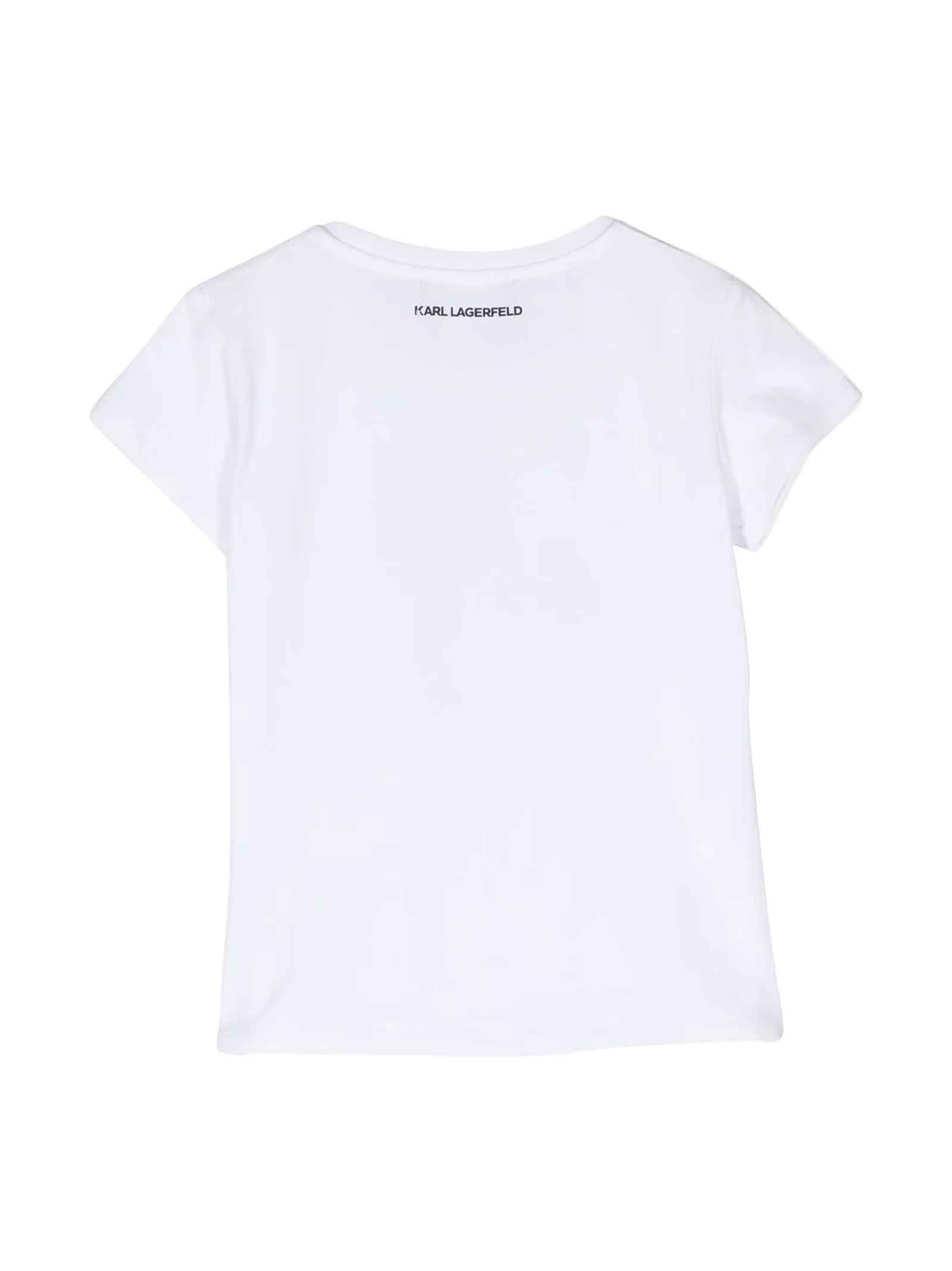 Karl Lagerfeld Teen Girls White Ikonik Karl T-shirt In Bianco