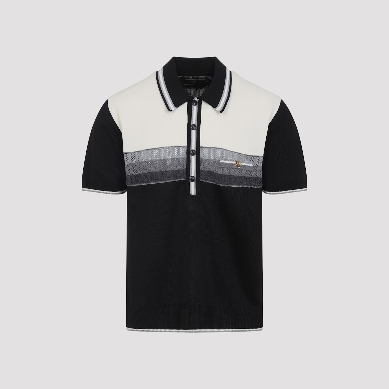Amiri Black Ma Striped Polo In Black