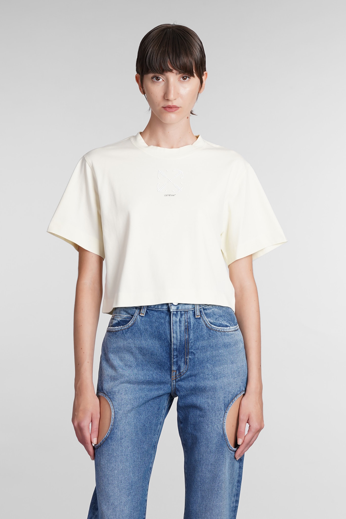 Off-white T-shirt In Beige Cotton